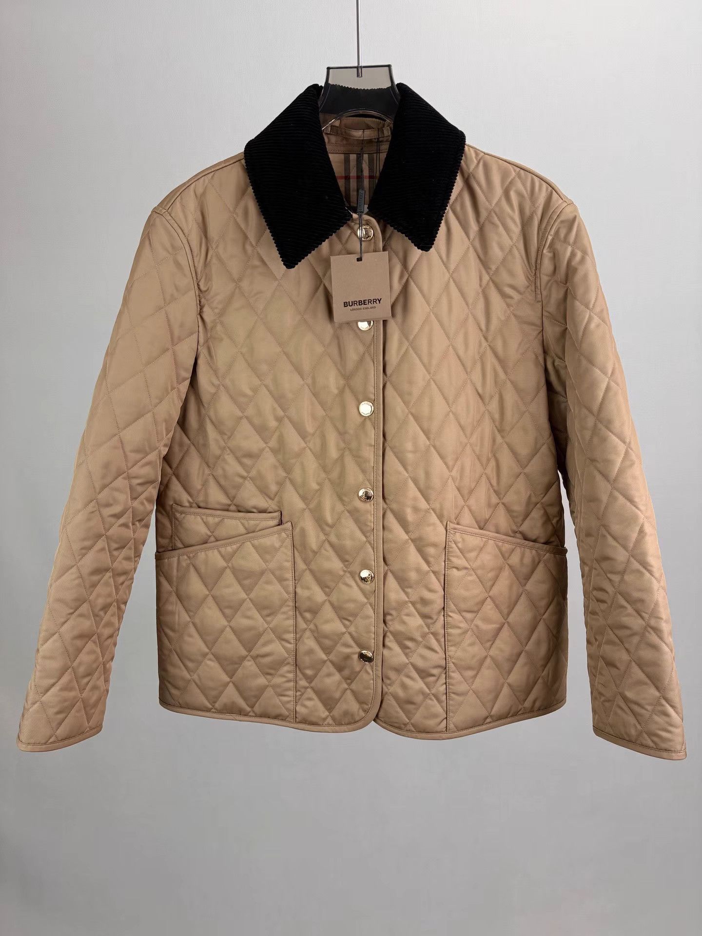 Burberry BURBERRY New Check Lined Corduroy Lapel Padded Jacket Size US M / EU 48-50 / 2 - 1 Thumbnail