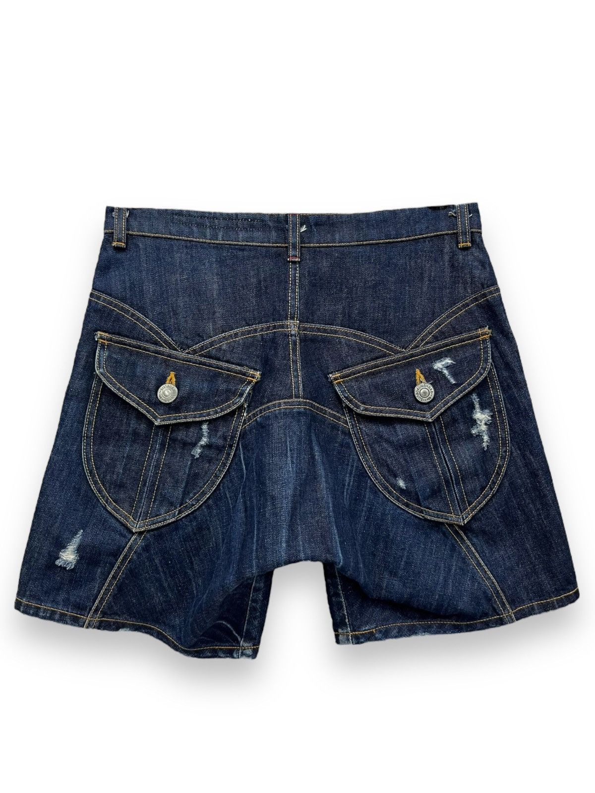 Sunao Kuwahara 🔥SUNAO KUWAHARA ISSEY MIYAKE Distressed Indigo Blue Shorts Size 30" / US 8 / IT 44 - 3 Thumbnail