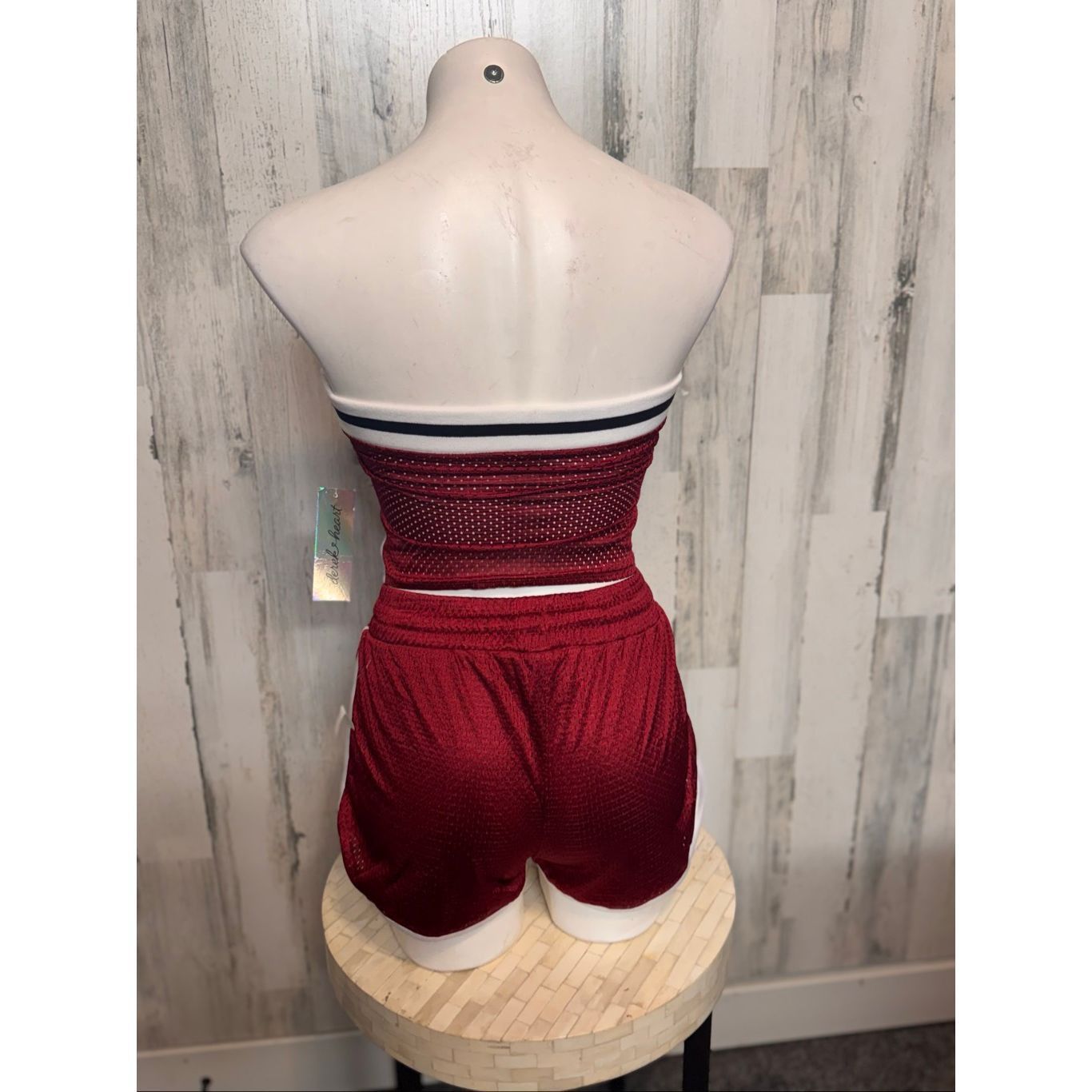 Other Derek Heart “South Beach” Red Two-Piece Tube Top & Shorts Set (Size M) Size 30" / US 8 / IT 44 - 2 Thumbnail