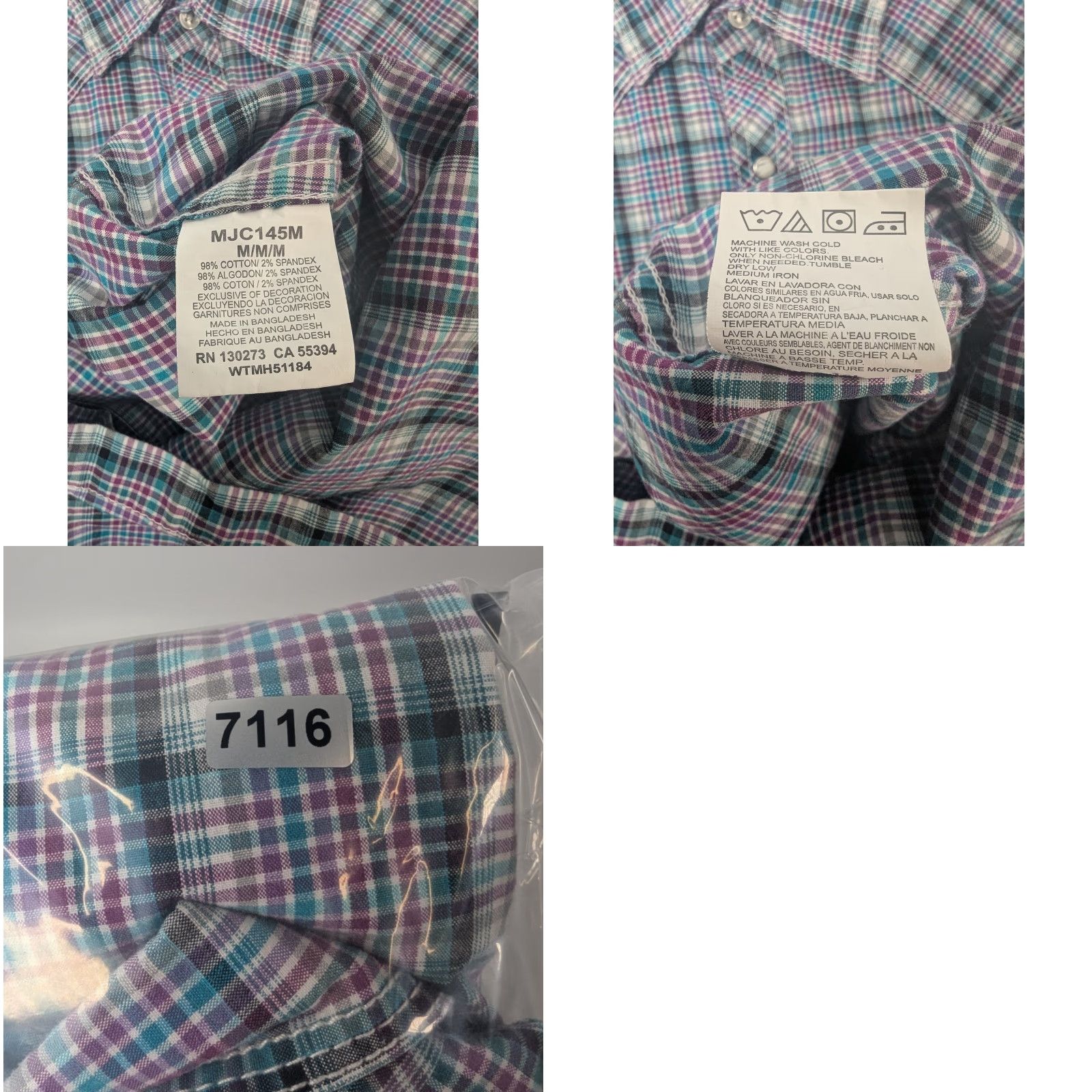 Wrangler Wrangler 20X Competition Advanced Comfort Mens M Pearl Snap Western Shirt Rodeo Size US M / EU 48-50 / 2 - 8 Thumbnail