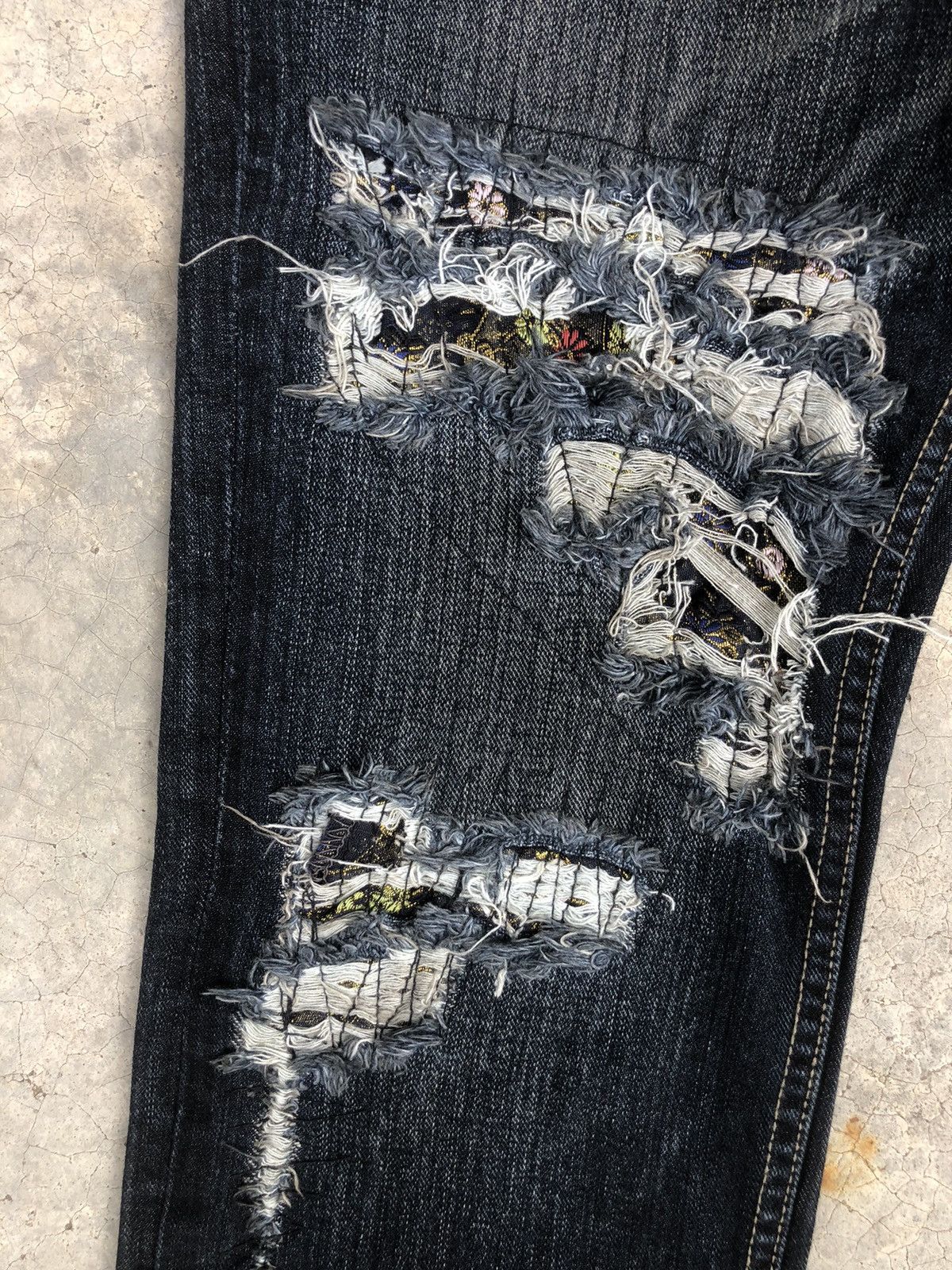 PPFM Japanese PPFM Distressed Patchwork Jeans Size US 31 - 18 Thumbnail