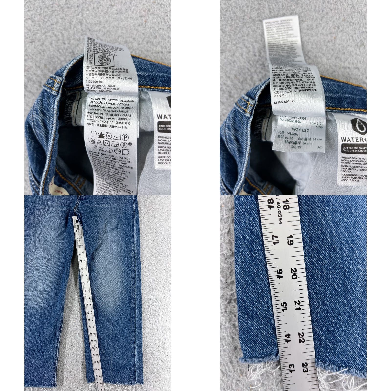 Levi's Levis Premium Jeans 24 Blue Denim Straight Ankle 22x23 Ribcage Big E Women Size 42" / US 20 - 8 Thumbnail