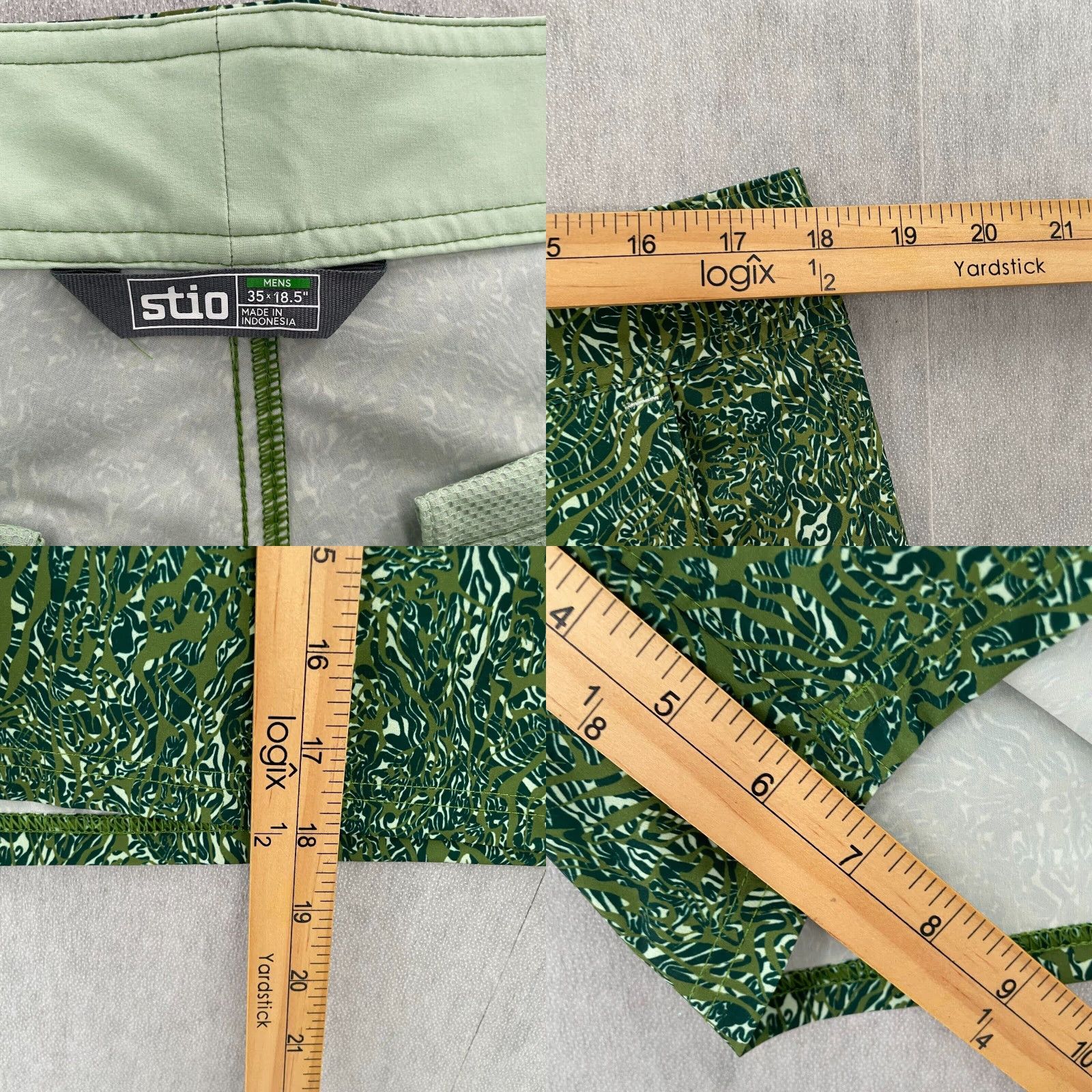 Logo 7 Stio Board Shorts Mens 35 Green Lightweight Drawstring Pockets Activewear 7in Inseam Size US 35 - 8 Thumbnail