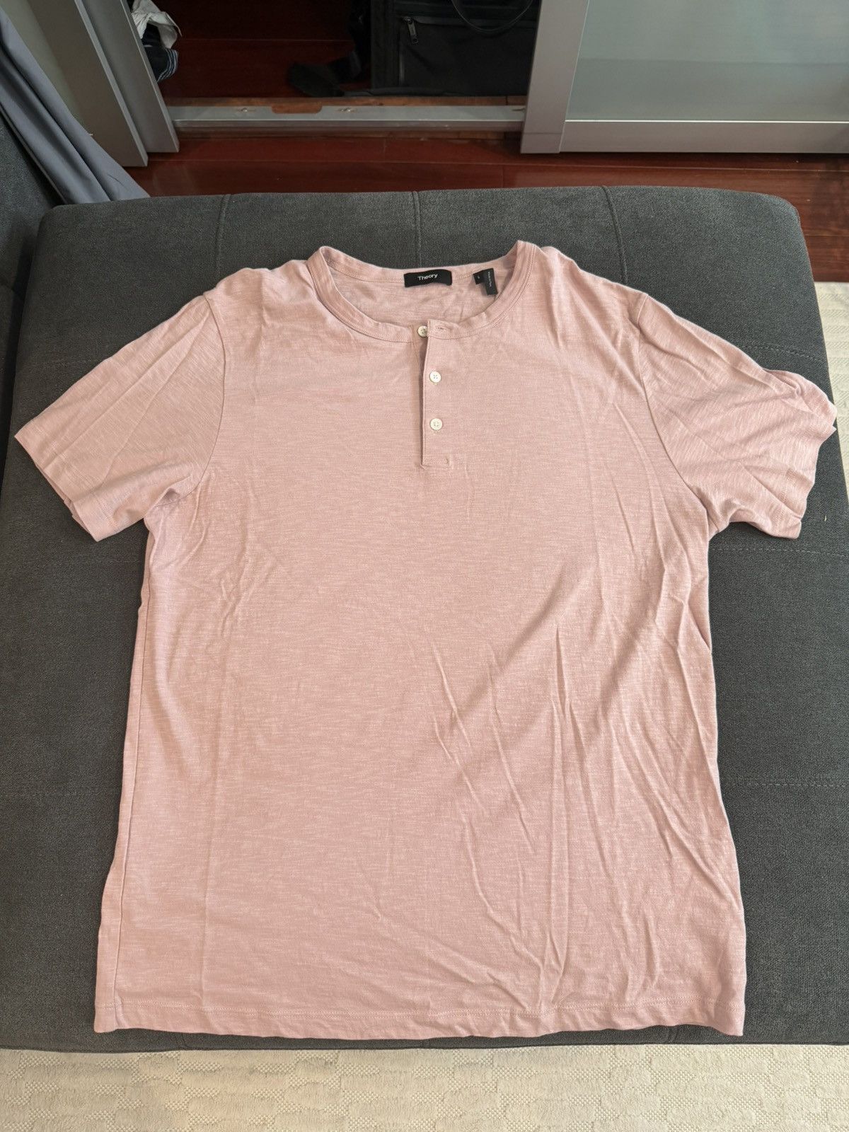 Theory Salmon short sleeve cotton henley Size US L / EU 52-54 / 3 - 3 Thumbnail
