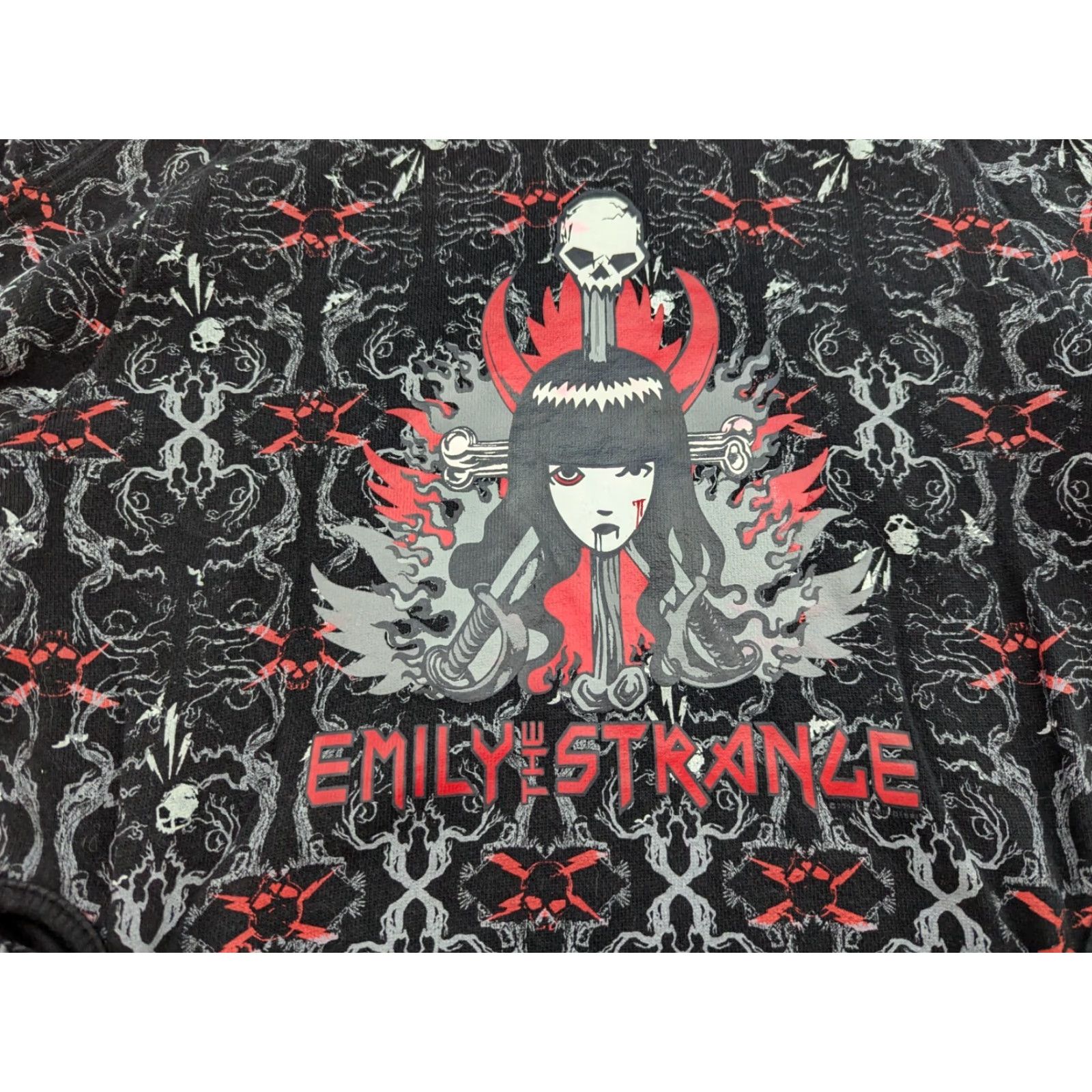 Vintage VINTAGE Emily The Strange Gothic Hoody Womens Small AOP Sweatshirt Size S / US 4 / IT 40 - 5 Thumbnail