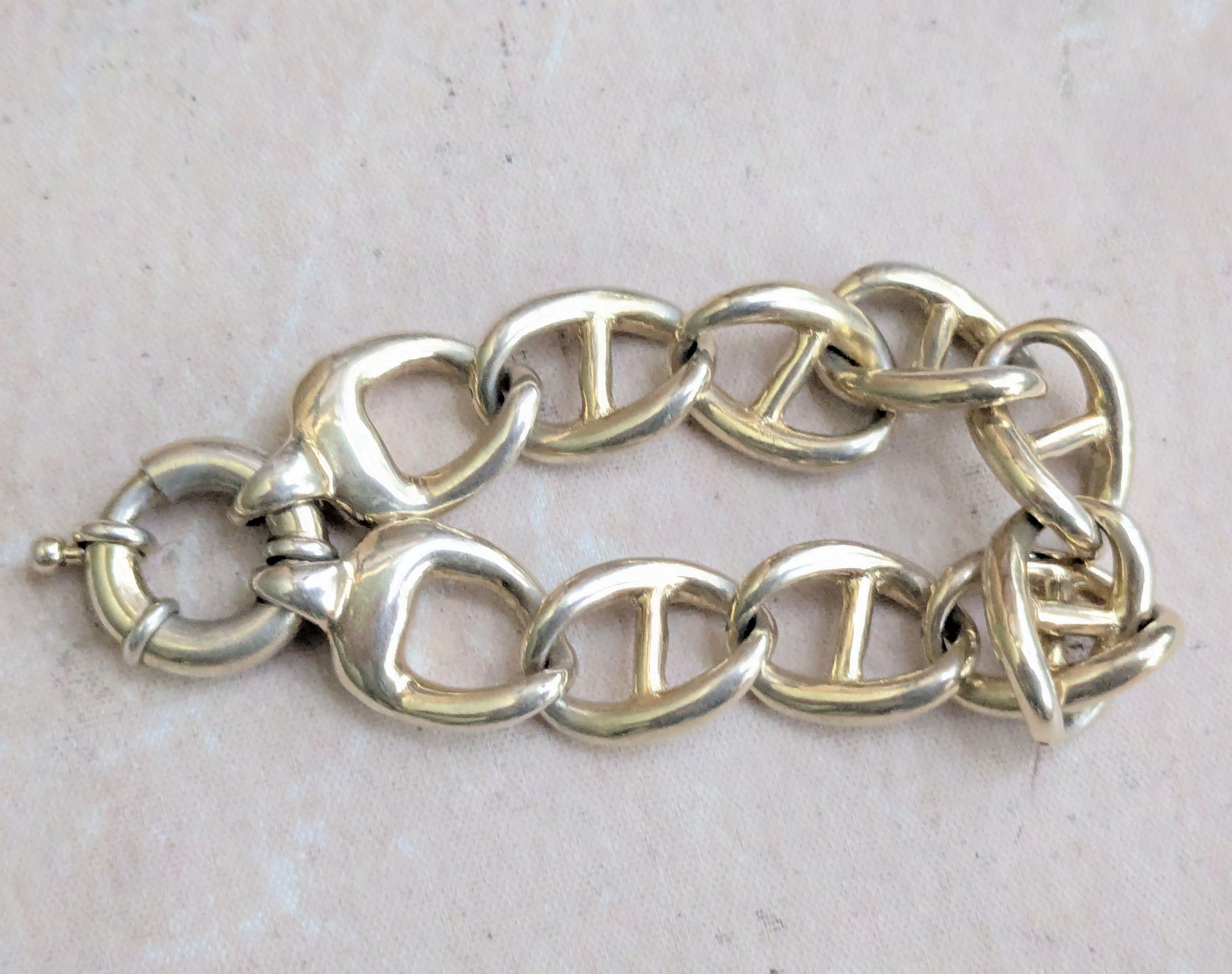 Jewelry Vintage Sterling Silver Bracelet Anchor Mariner Vermeil 8.5" Size ONE SIZE - 7 Thumbnail