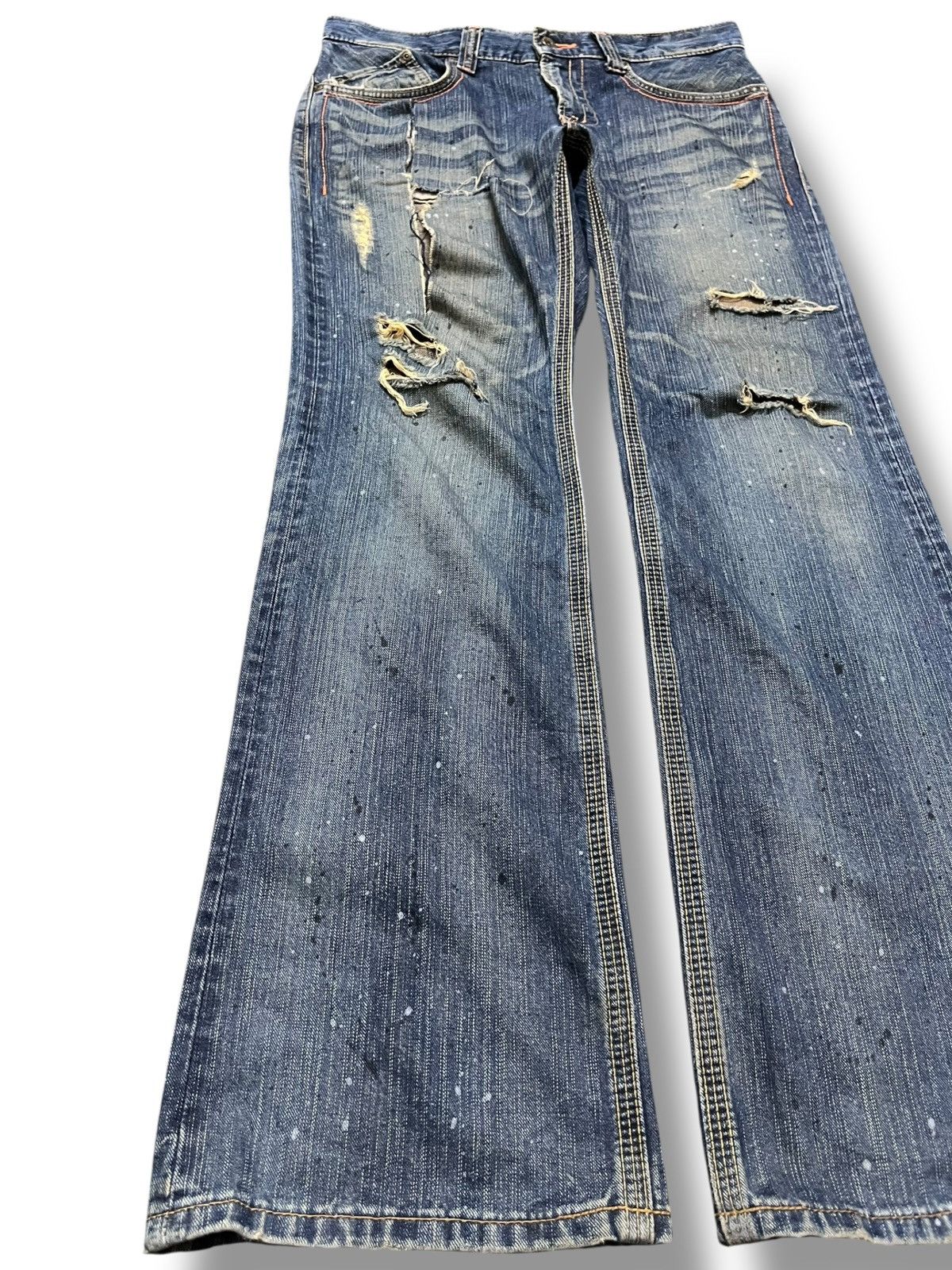 Edwin Vintage Edwin XV-S Flare Ripped Distressed Denim Size US 33 - 3 Thumbnail