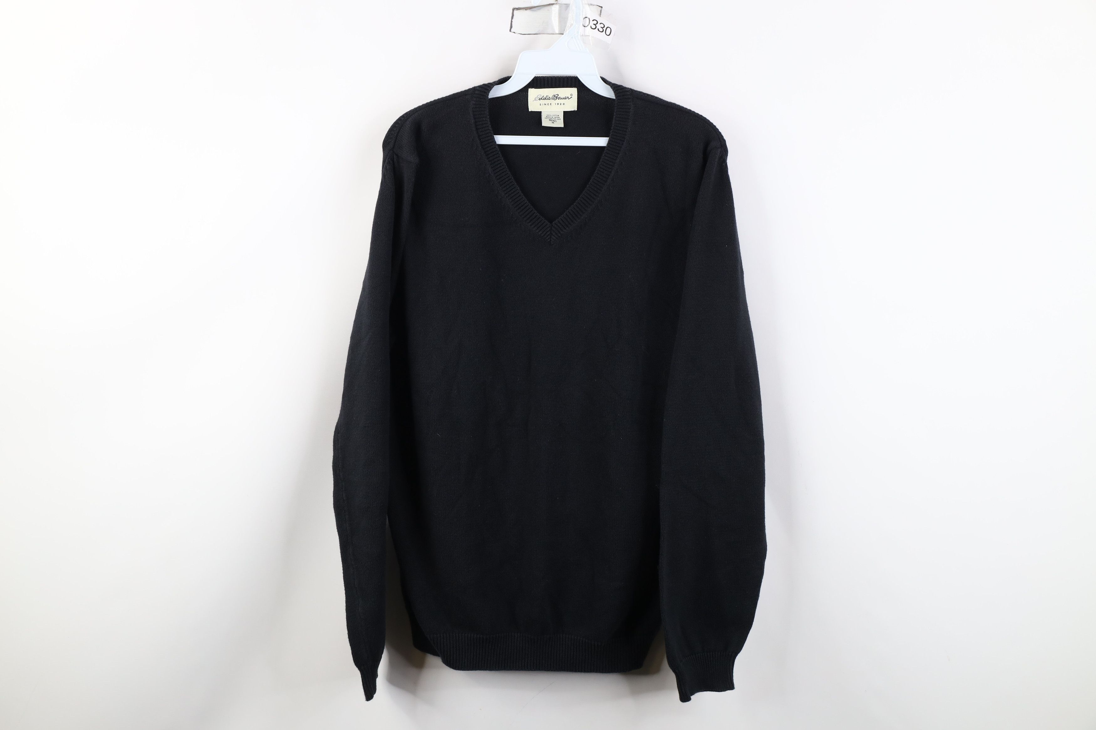 Eddie Bauer Vintage 90s Eddie Bauer Knit V-Neck Sweater Black Japan Size US M / EU 48-50 / 2 - 1 Thumbnail