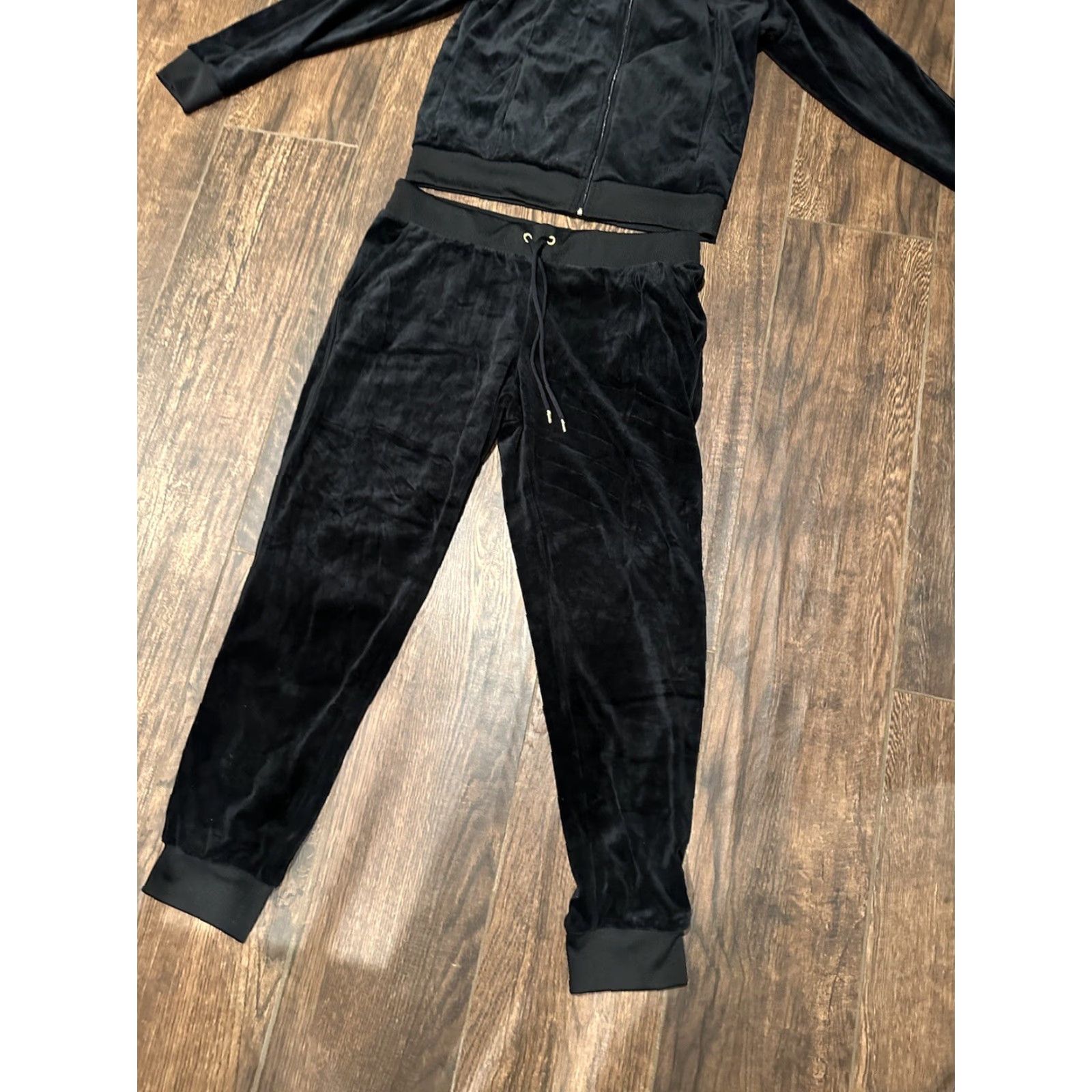 Juicy Couture VINTAGE Juicy Couture Tracksuit Jacket Pants Set Large L Black Women Pockets Velour 2000s Y2K Size L / US 10 / IT 46 - 2 Thumbnail