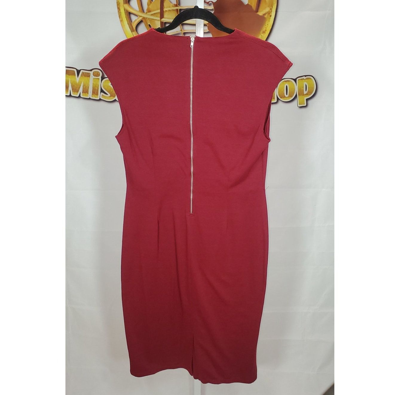Almost Famous Almost Famous Burgundy V-Neck Cap Sleeve Stretch Dress 1X Size XXL / US 16-18 / IT 52-54 - 2 Thumbnail