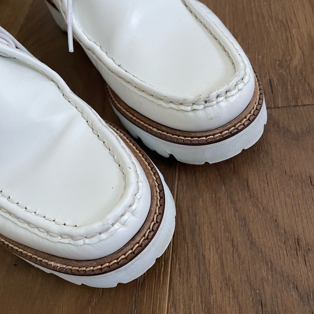 Bass Bass Wallace White Leather Ranger Super Lug Moc Shoe Oxford Size US 9 / IT 39 - 4 Thumbnail