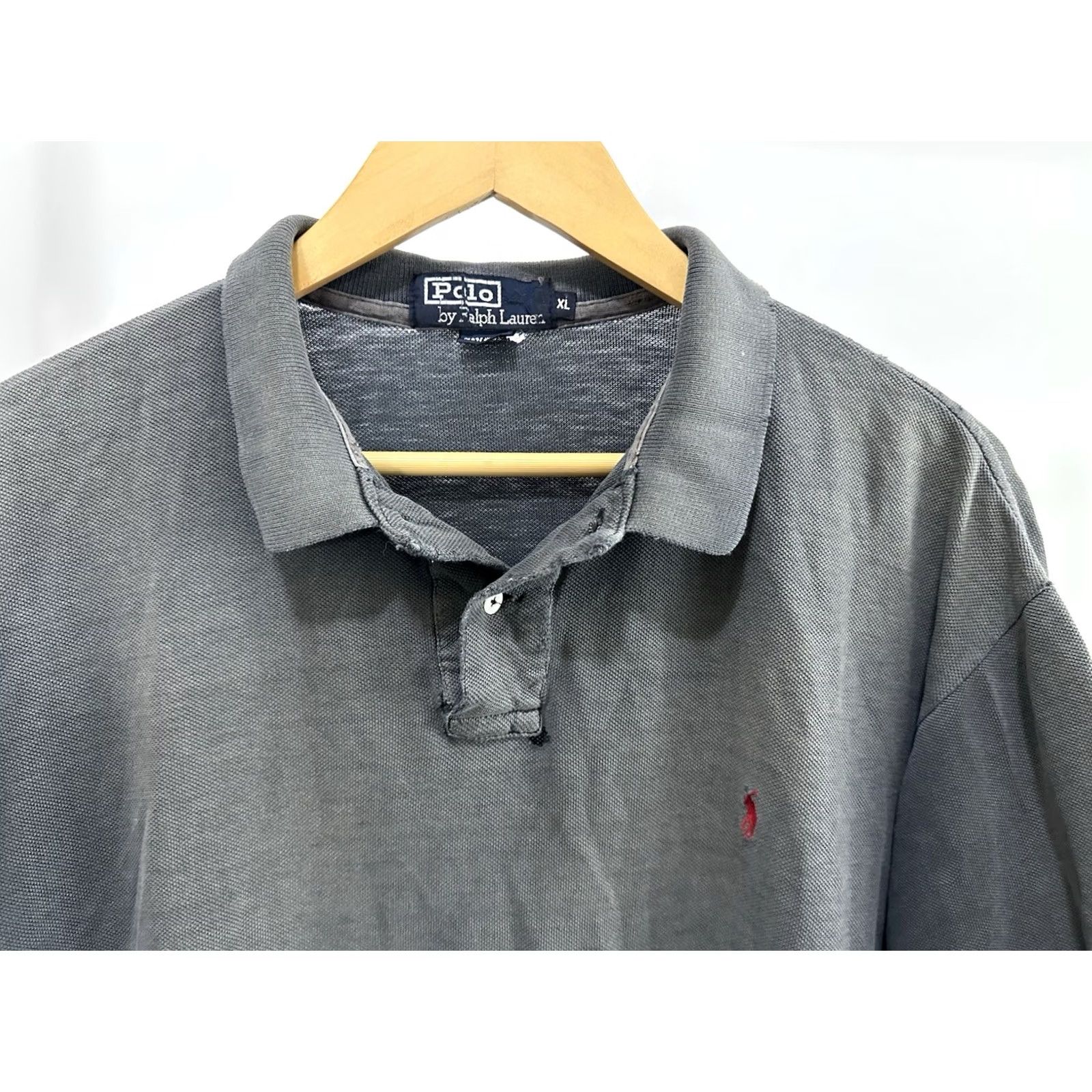 Polo Ralph Lauren VTG 90s Polo Ralph Lauren Gradient Sun Faded Pony Thrashed Worn Cotton Shirt XL Black Polo Shirt Mens Size US XL / EU 56 / 4 - 6 Thumbnail