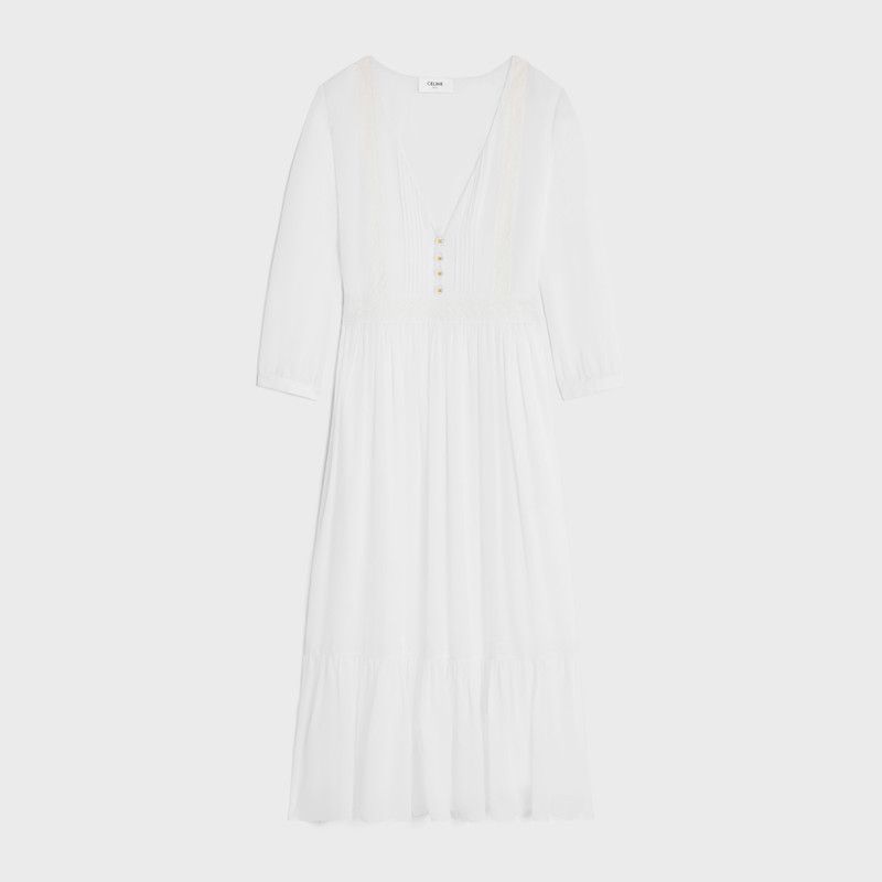 Celine o1w1db10526 2R79M0 Maxi Dress in White Size XS / US 0-2 / IT 36-38 - 1 Thumbnail