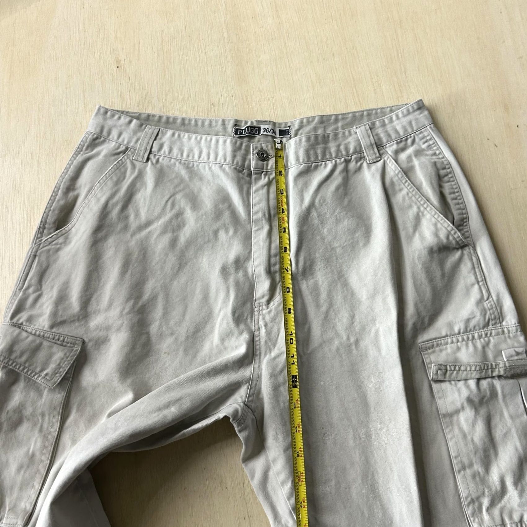 Vintage PLUGG Cargo Pants Mens 36x34 Beige Canvas Relaxed Fit Casual Utility Pockets Size US 36 / EU 52 - 7 Thumbnail