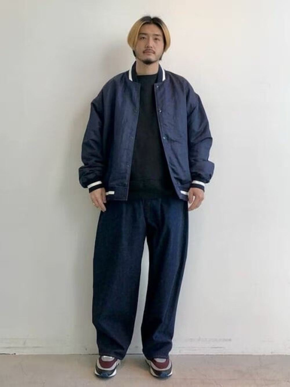 Beams Plus Beams Nylon Satin Award Jacket Navy Size US L / EU 52-54 / 3 - 21 Thumbnail