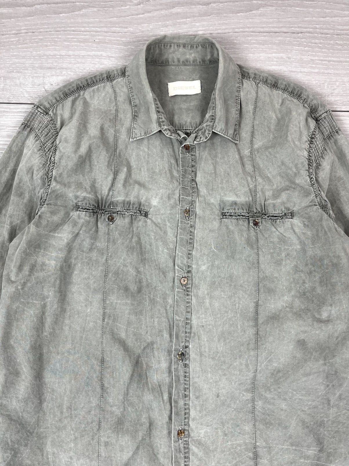 Diesel Diesel Vintage 00s Avante Garde Washed Dyed Button Shirt Size US L / EU 52-54 / 3 - 6 Thumbnail