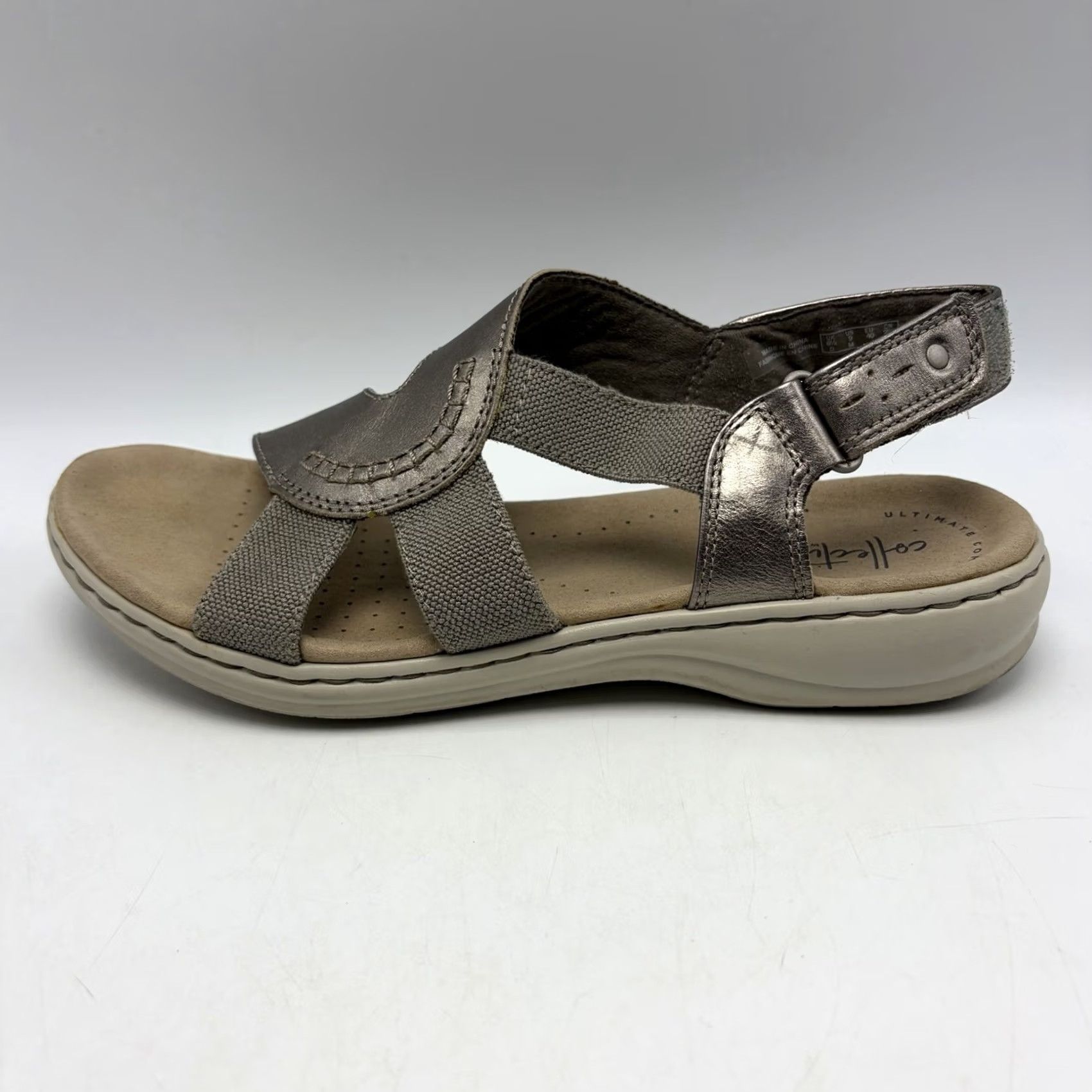 Clarks Clarks Sandals Women 9 Leissa Pewter Metallic Comfort Casual Size US 7 / IT 37 - 4 Thumbnail
