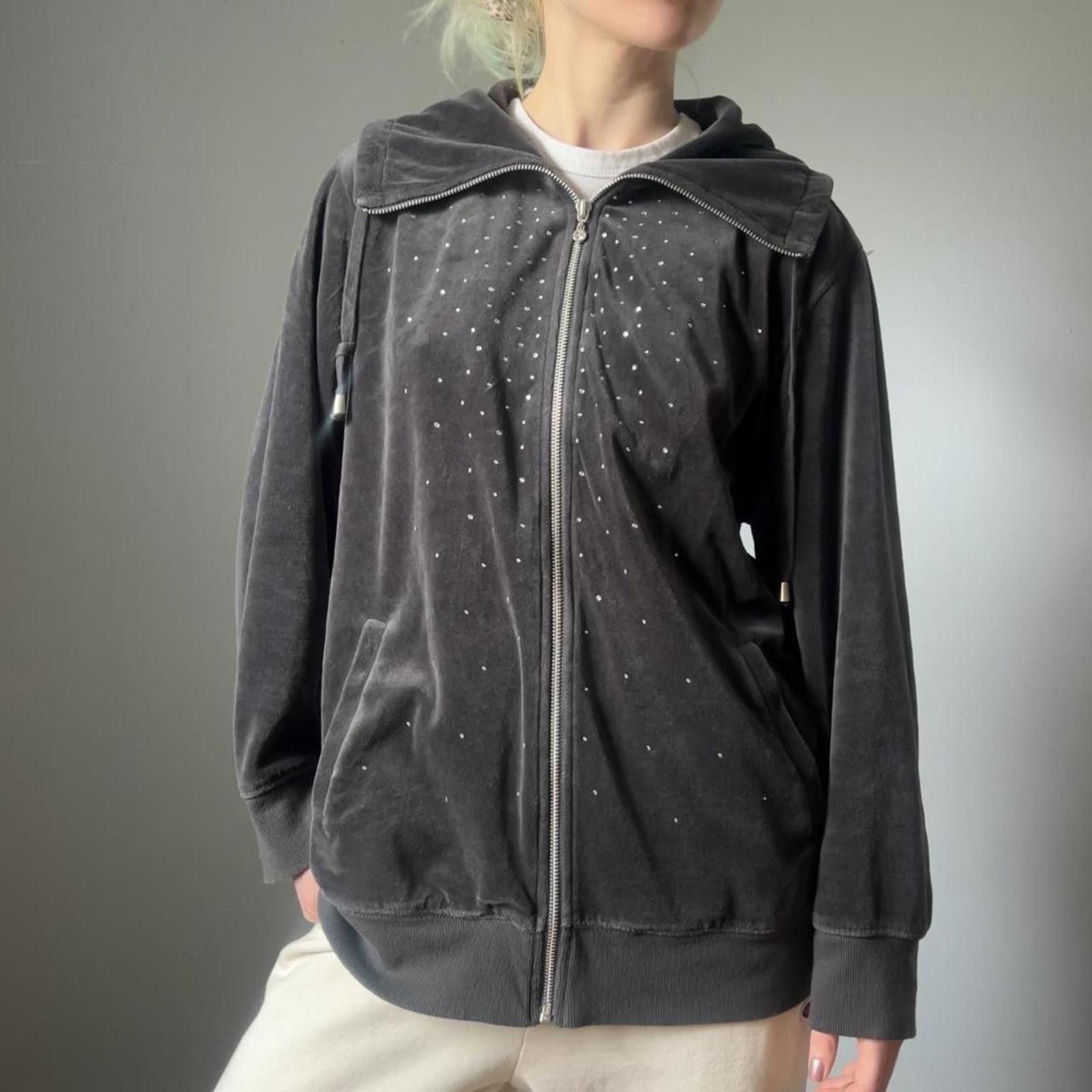 Other Christopher & Banks velour bedazzled black zip up jacket Size XL / US 12-14 / IT 48-50 - 1 Thumbnail