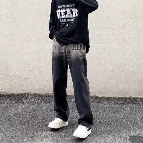 VIBE High Street Washed Distressed Gradient Letter Print Jeans Size US 30 / EU 46 - 6 Thumbnail