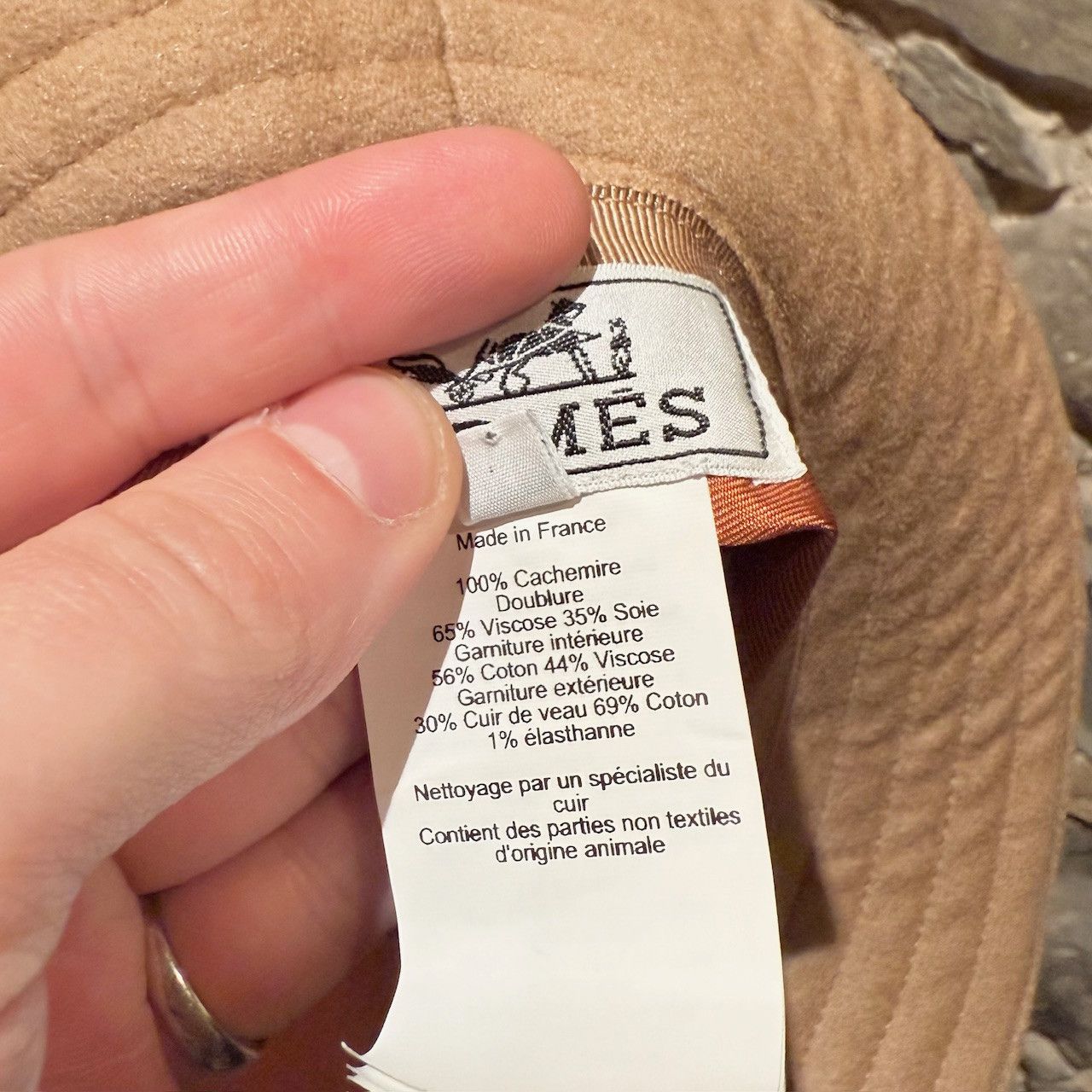 Hermes Hermès Harper H Sellier Beige Cashmere Bucket Hat - MEDIUM Size ONE SIZE - 11 Thumbnail