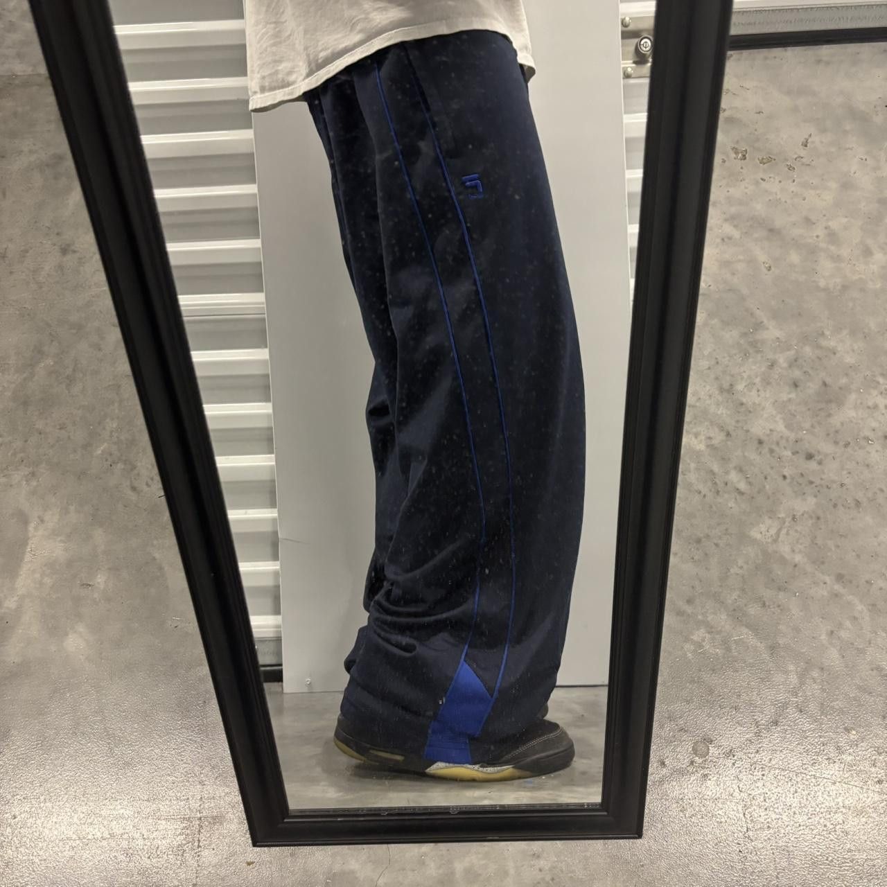 Japanese Brand × Vintage Crazy Vintage Y2K/2000s Baggy Navy Blue Blue Striped Streetwear Essential Track Pants! Size US 36 / EU 52 - 1 Thumbnail