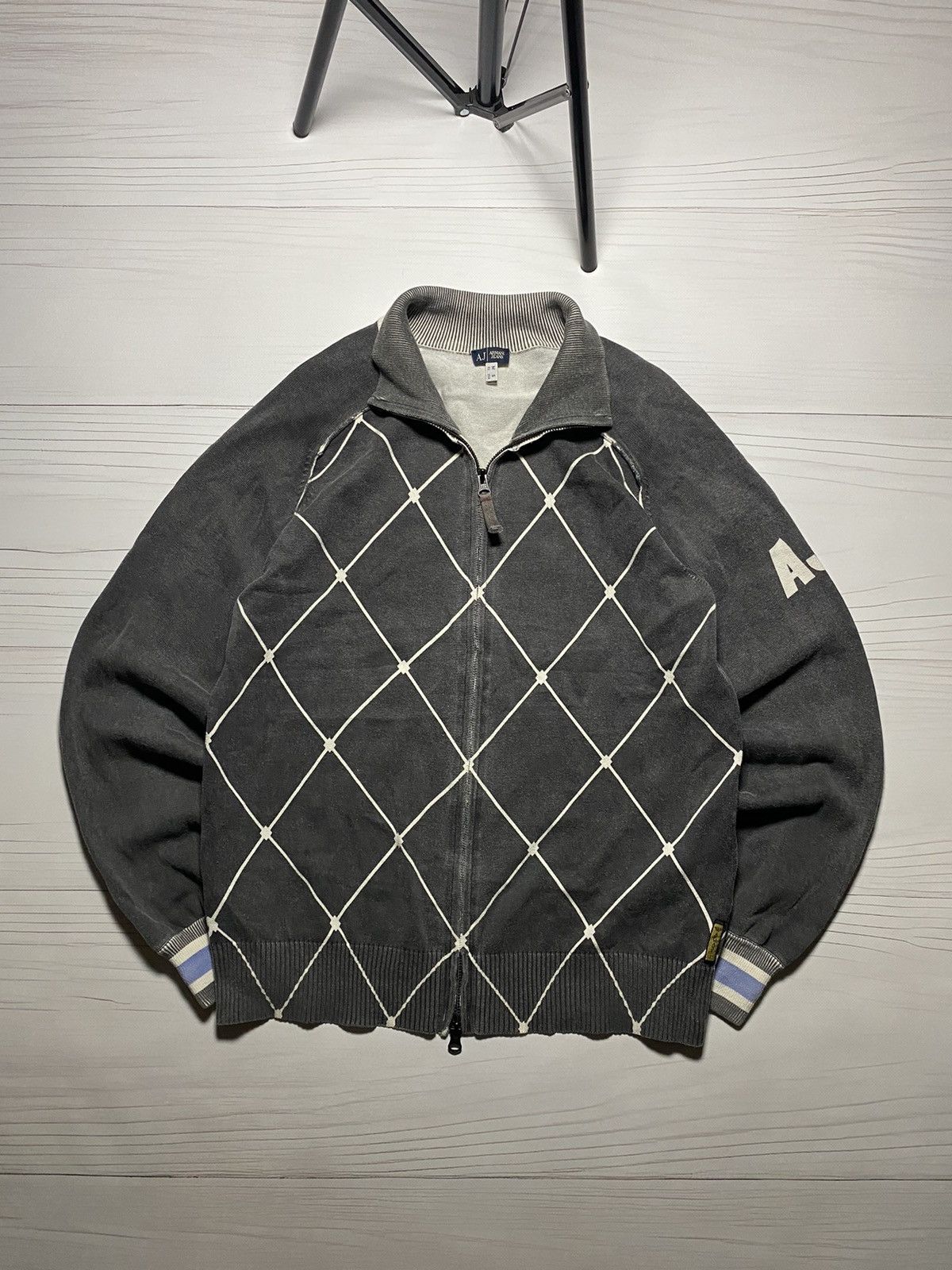 Armani × Vintage Vintage Armani Distressed faded full zip A J sweatshirt Size US S / EU 44-46 / 1 - 1 Thumbnail