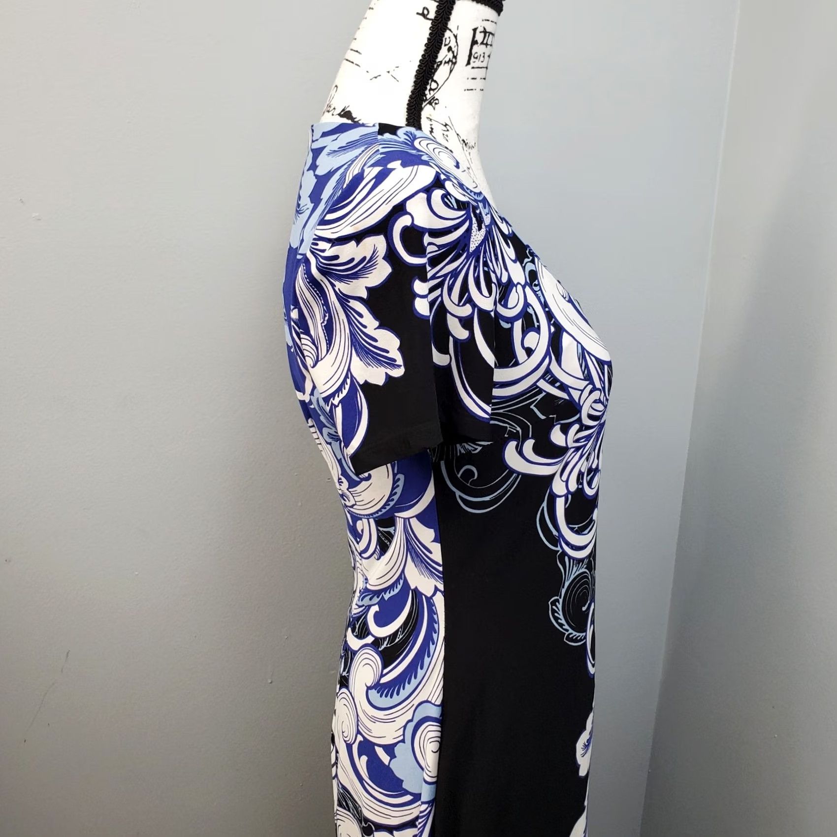 Boston Proper Boston Proper Dress Womens 8 Feather Scroll Sheath Multi Floral Lined Scoop Neck Size M / US 6-8 / IT 42-44 - 6 Thumbnail