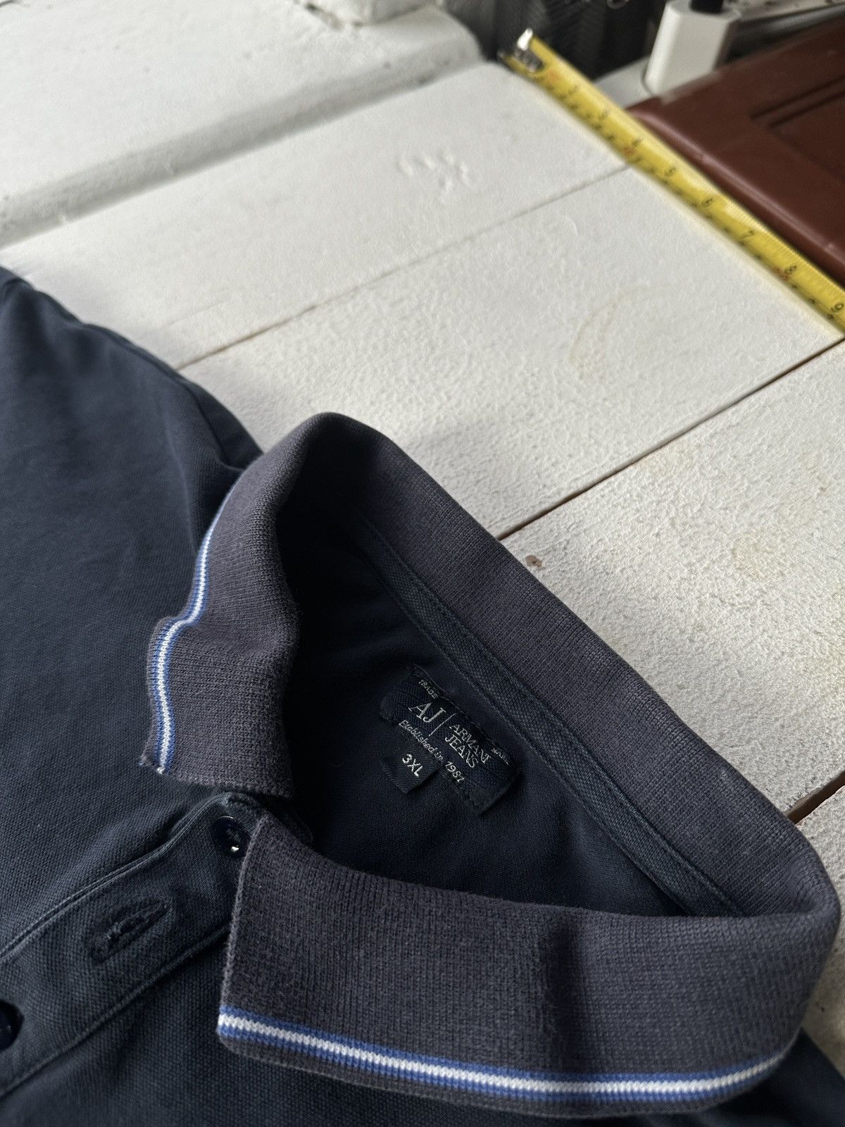 Armani 🚨Y2K ARMANI JEANS BLUE POLO GIORGIO T-shirt Avant Garde Size US XL / EU 56 / 4 - 5 Thumbnail