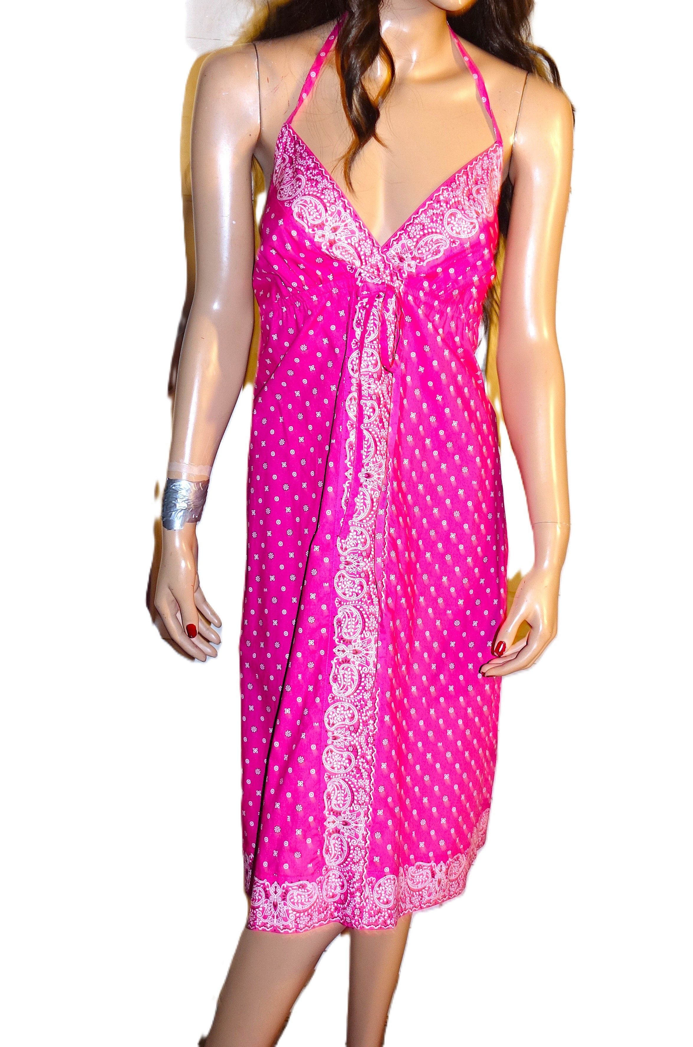 Isaac Mizrahi Isaac Mizrahi Pink White Bandana Halter Dress 10 Size L / US 10 / IT 46 - 1 Thumbnail
