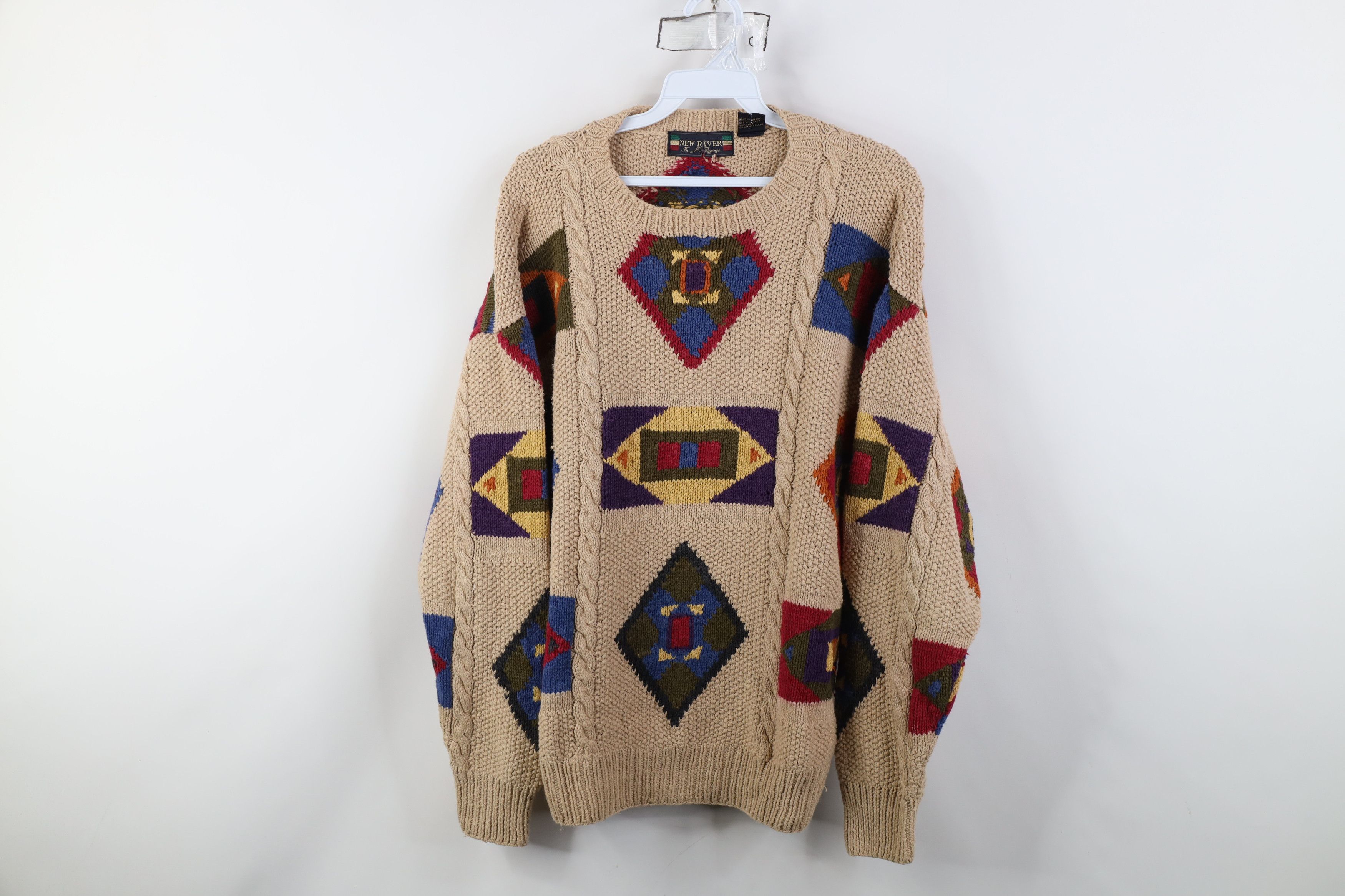 Vintage Vintage 90s Streetwear Southwestern Cable Knit Sweater Size US S / EU 44-46 / 1 - 1 Thumbnail