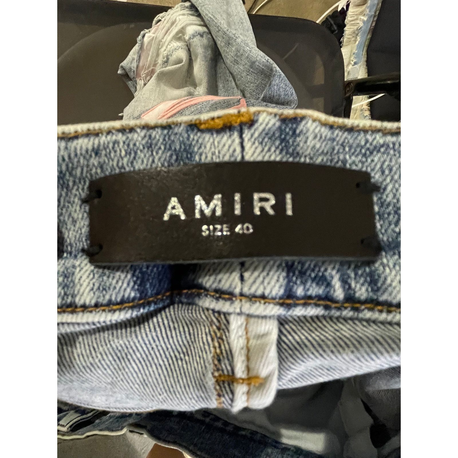 Amiri Amiri Pink Side Logo Light Wash Blue Jeans Size US 40 / EU 56 - 3 Thumbnail
