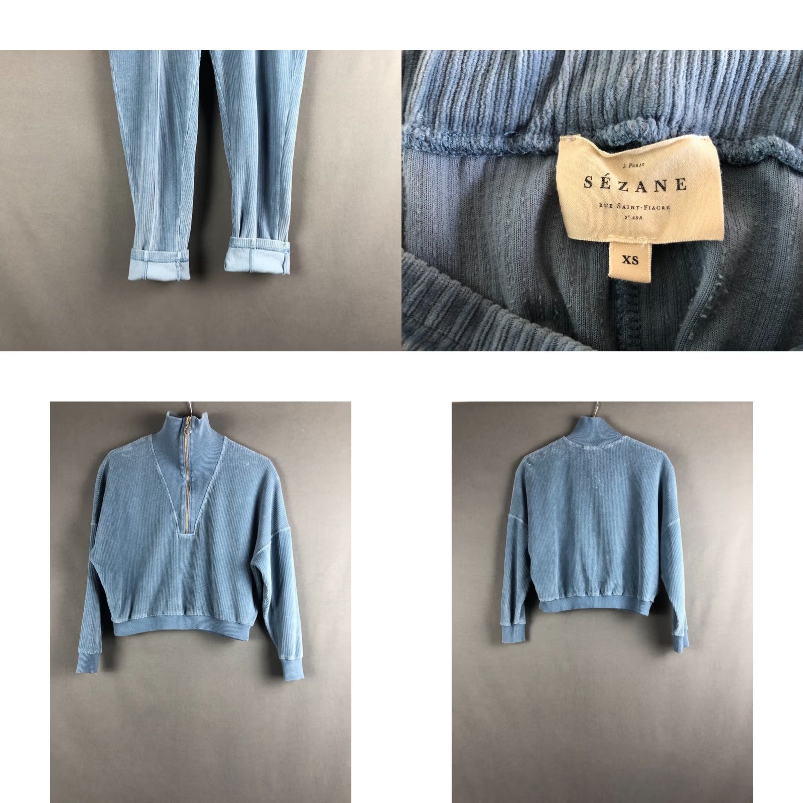 Velour Sezane Jogger Set Size XS Blue Cotton Velour Striped 2 Piece Women Size 26" / US 2 / IT 38 - 8 Thumbnail