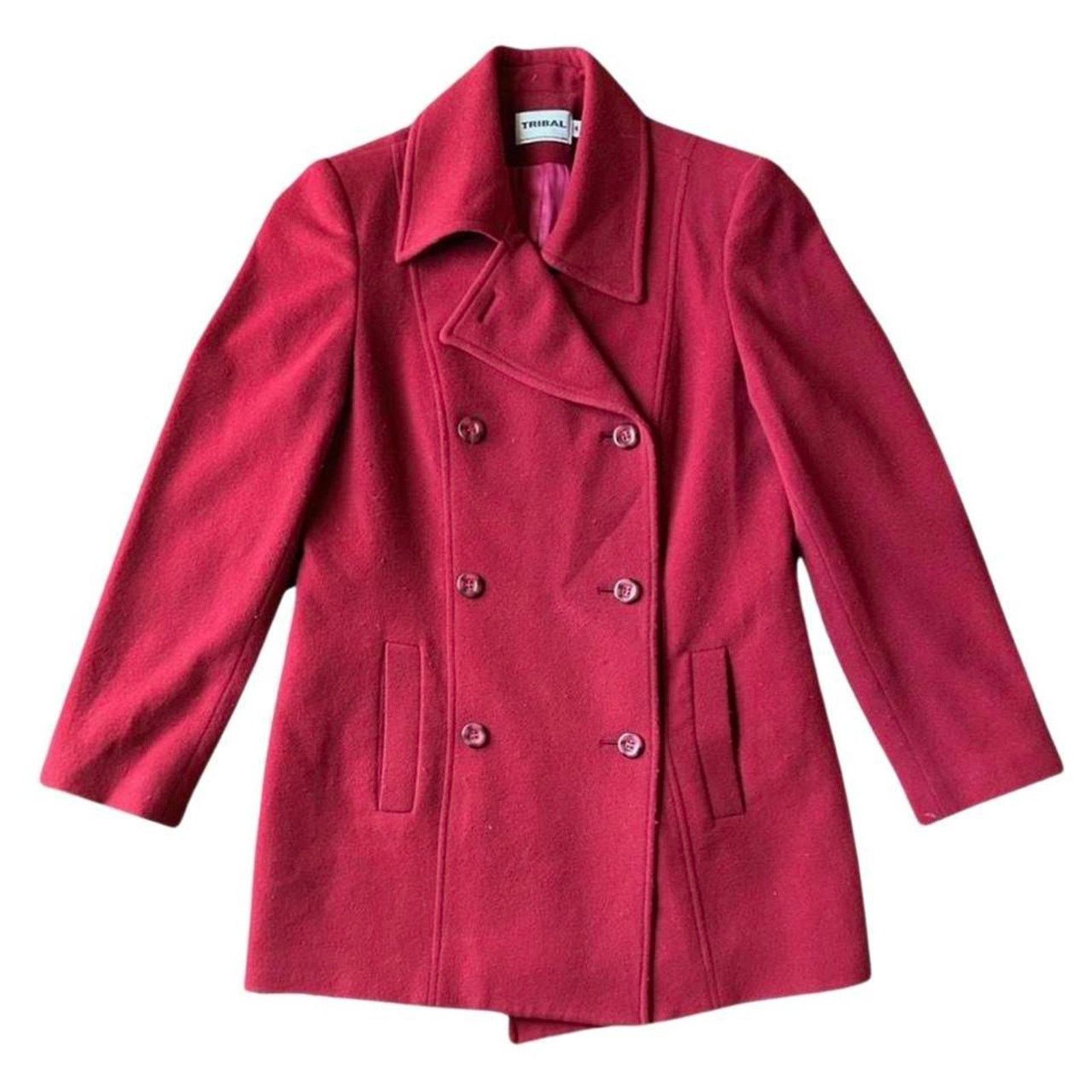 Vintage Y2k / 90s vintage red wool coat by tribal sz 4 Size S / US 4 / IT 40 - 3 Thumbnail