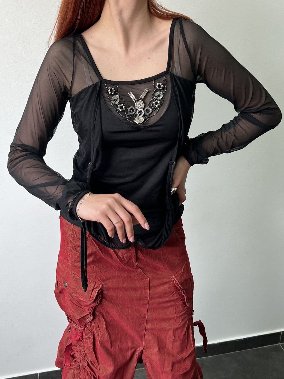 Jean Paul Gaultier × Other × Vintage Vintage Jean Paul Gaultier Save The Queen mesh blouse Size L / US 10 / IT 46 - 1 Thumbnail