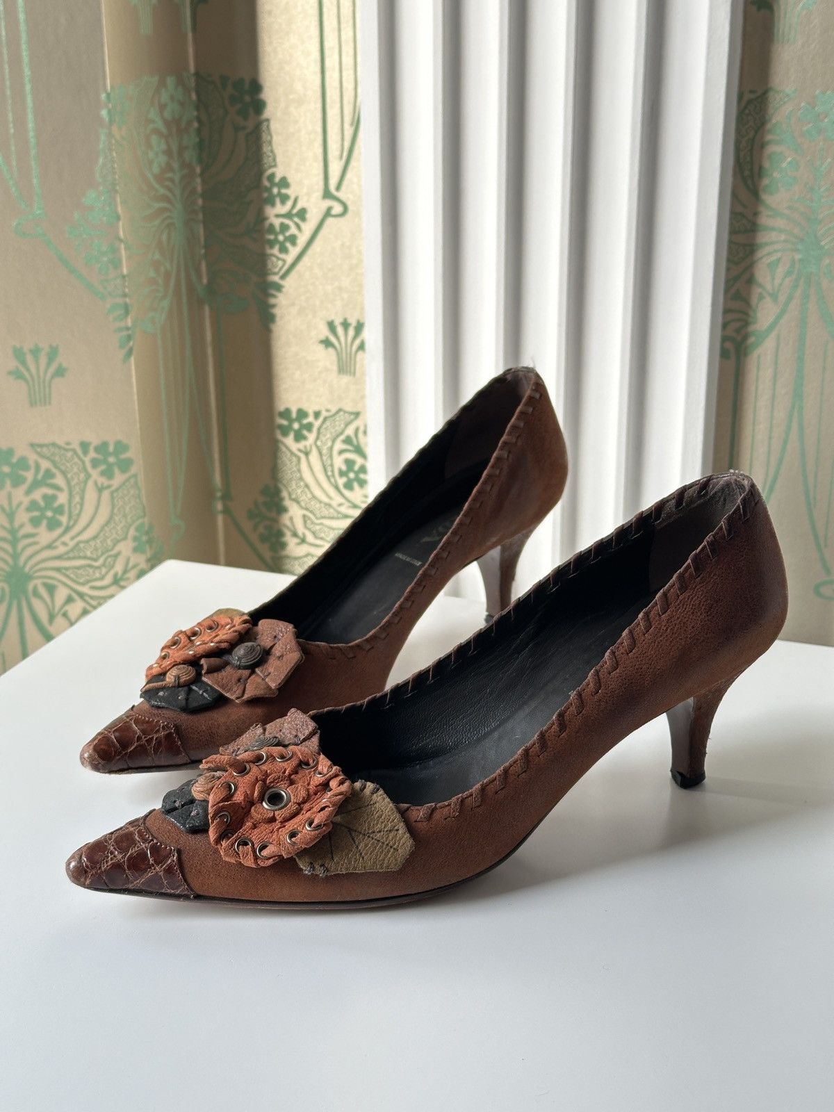 Prada PRADA Kitten Heels Grunge Brown Leather size 37 / US 7 Y2K Size US 7 / IT 37 - 5 Thumbnail