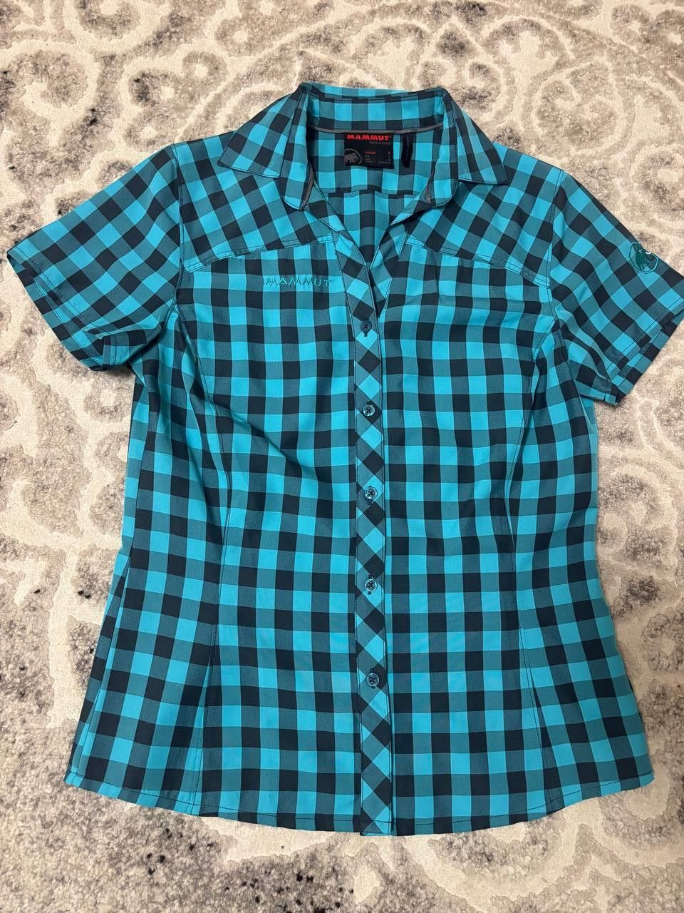 Mammut Mammut Women’s Short Sleeve Check Shirt – Blue/Black – S Size S / US 4 / IT 40 - 1 Thumbnail
