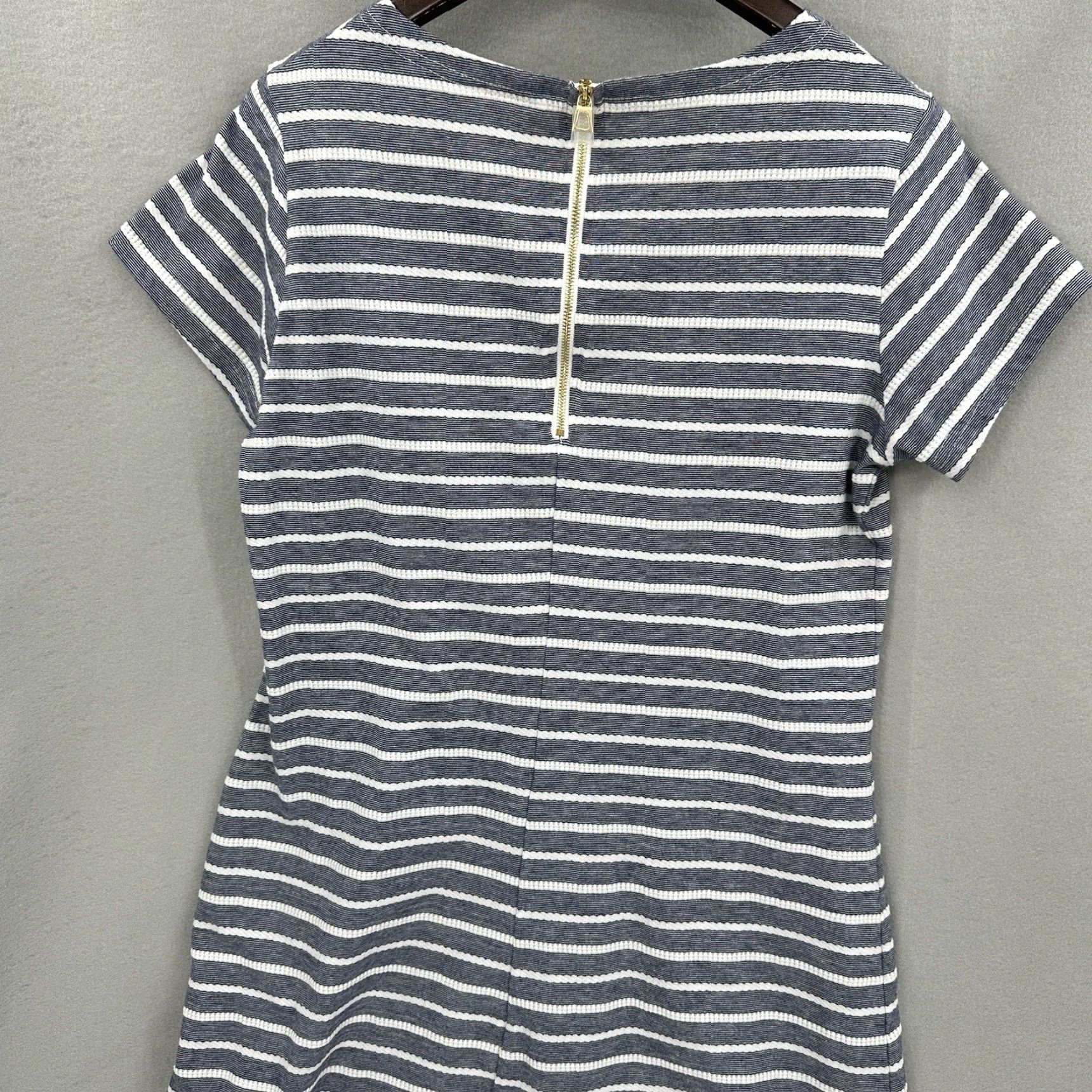 Nautica Sail to Sable Dress Womens L Striped Nautical Knit Cotton A-Line Mini Sleeveless Zipper Navy Blue Nike? Size L / US 10 / IT 46 - 4 Thumbnail