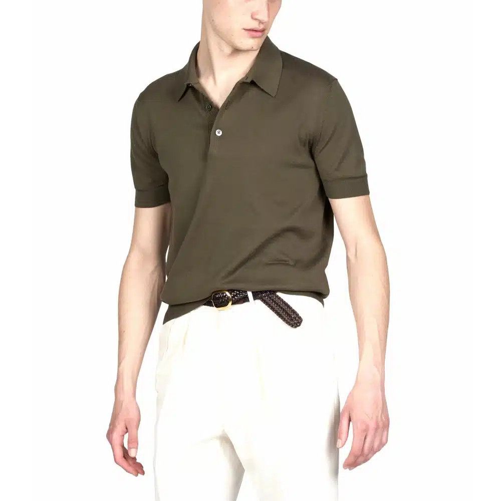 Tom Ford o1loc1c0625 KPS004 Cotton Polo Shirt in Military Green Size US XL / EU 56 / 4 - 1 Preview