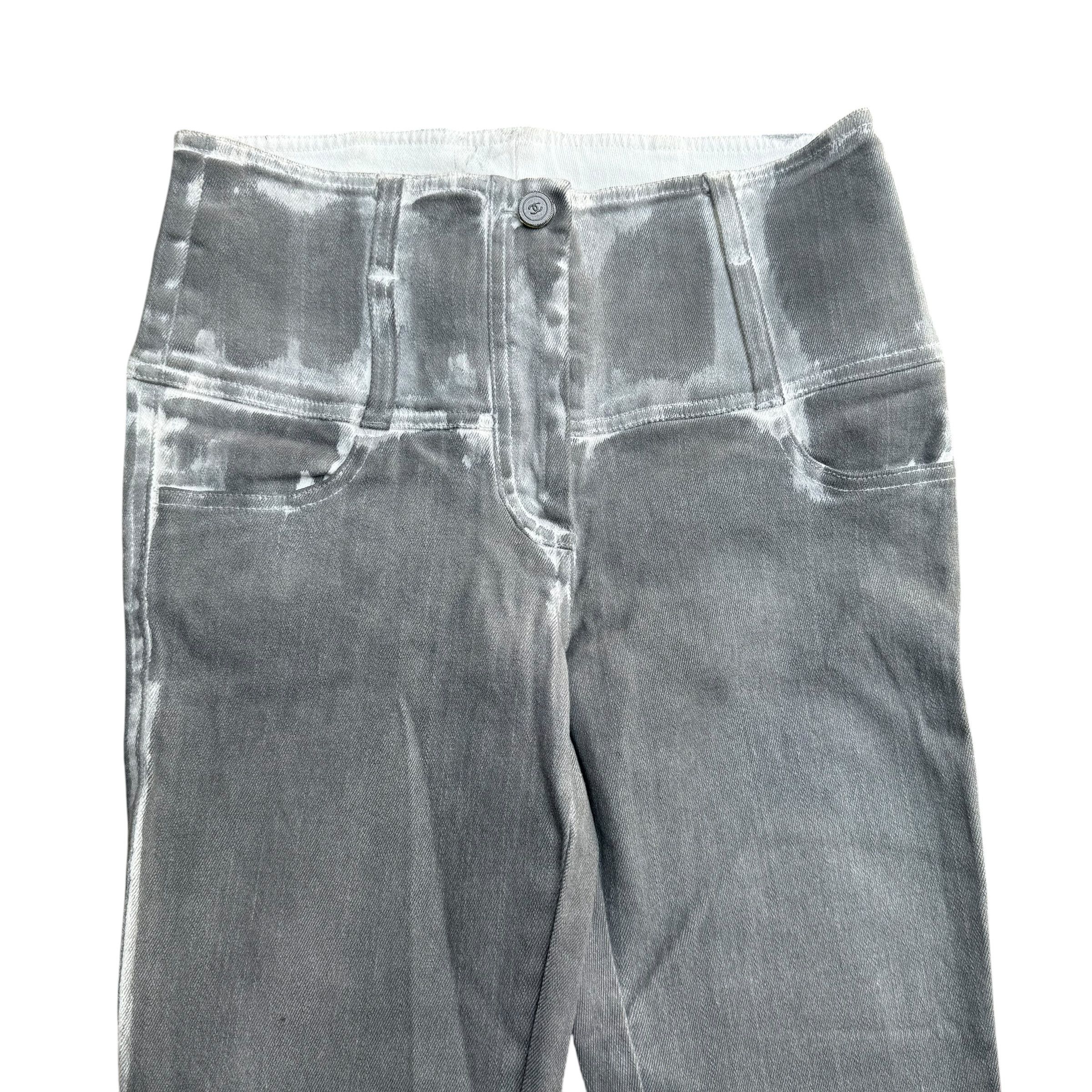 Chanel Chanel Grey Washed Out Denim Jeans Pants with Zip Size 28" / US 6 / IT 42 - 3 Thumbnail