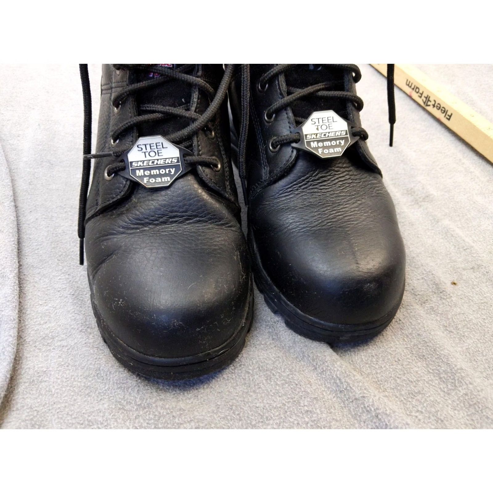 SKECHERS Skechers Boots Womens Size 11 Black Leather Ankle Steel Toe Work 76561 Combat Size US 11 / IT 41 - 3 Thumbnail