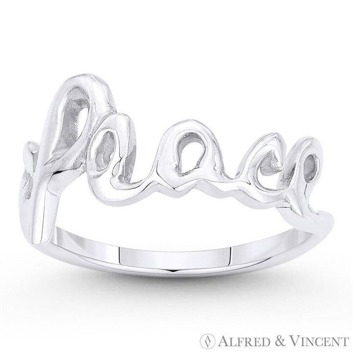Other "Peace" Word Cursive Script Stackable Ring Size 8 Size ONE SIZE - 1 Preview