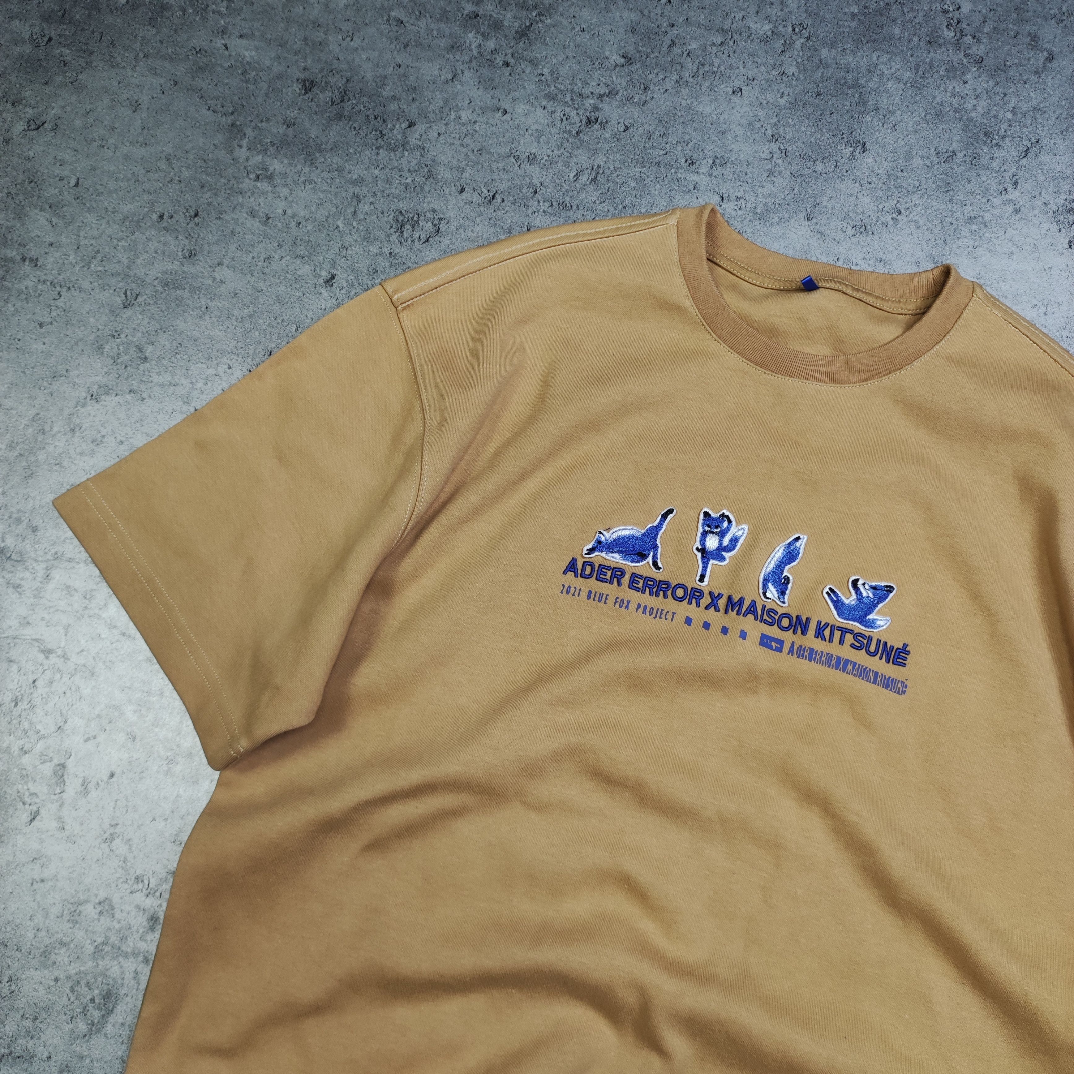 Ader Error × Maison Kitsune Maison Kitsune x Ader Error Blue Yoga Fox Beiger Heavy Tee Size US M / EU 48-50 / 2 - 3 Thumbnail