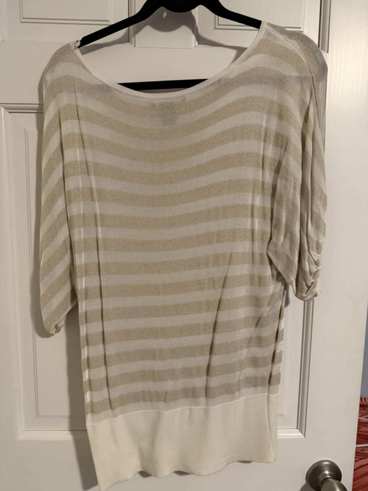 Other White House Black Market Beige and White Striped Knit Top, M Size M / US 6-8 / IT 42-44 - 5 Thumbnail