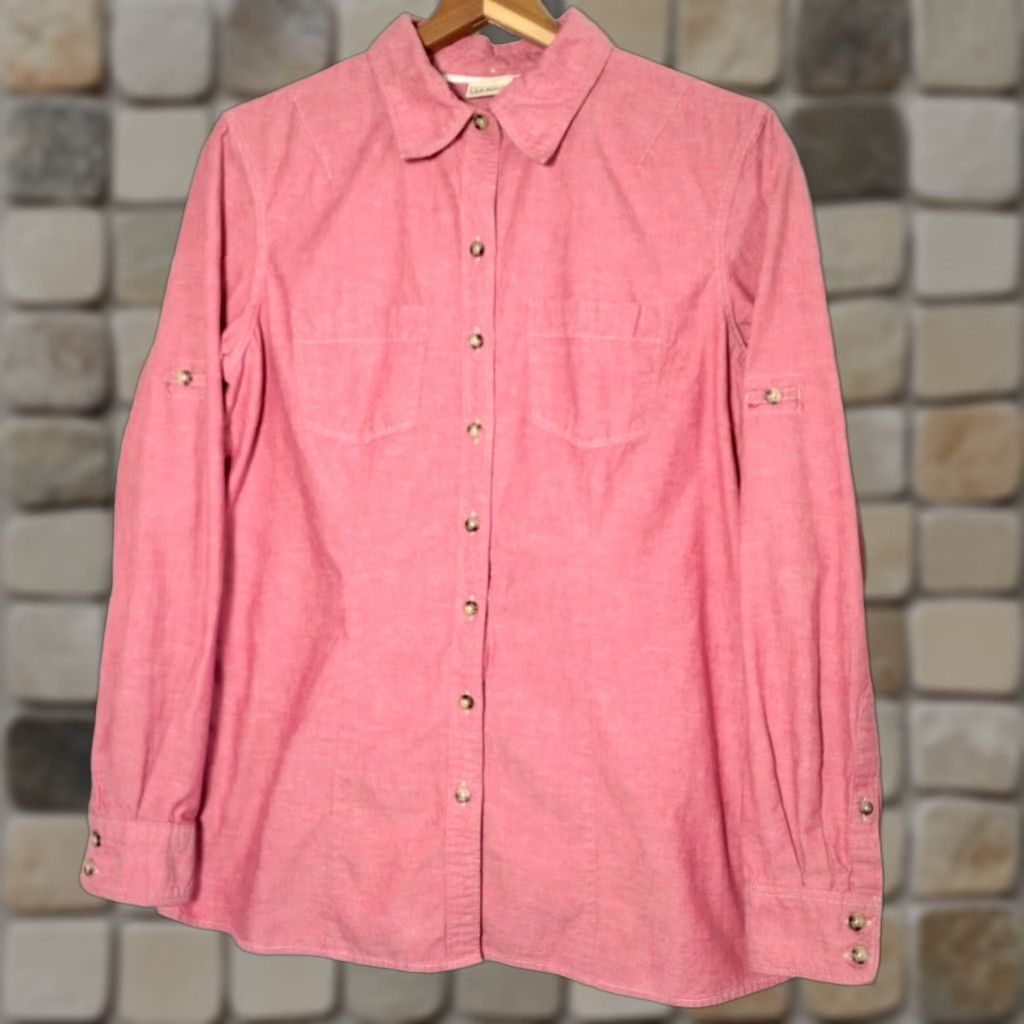 Vintage LL Bean Button-Up Shirt Womens Small Red Roll Tab Long Sleeve Classic OJSW2 Size S / US 4 / IT 40 - 1 Thumbnail
