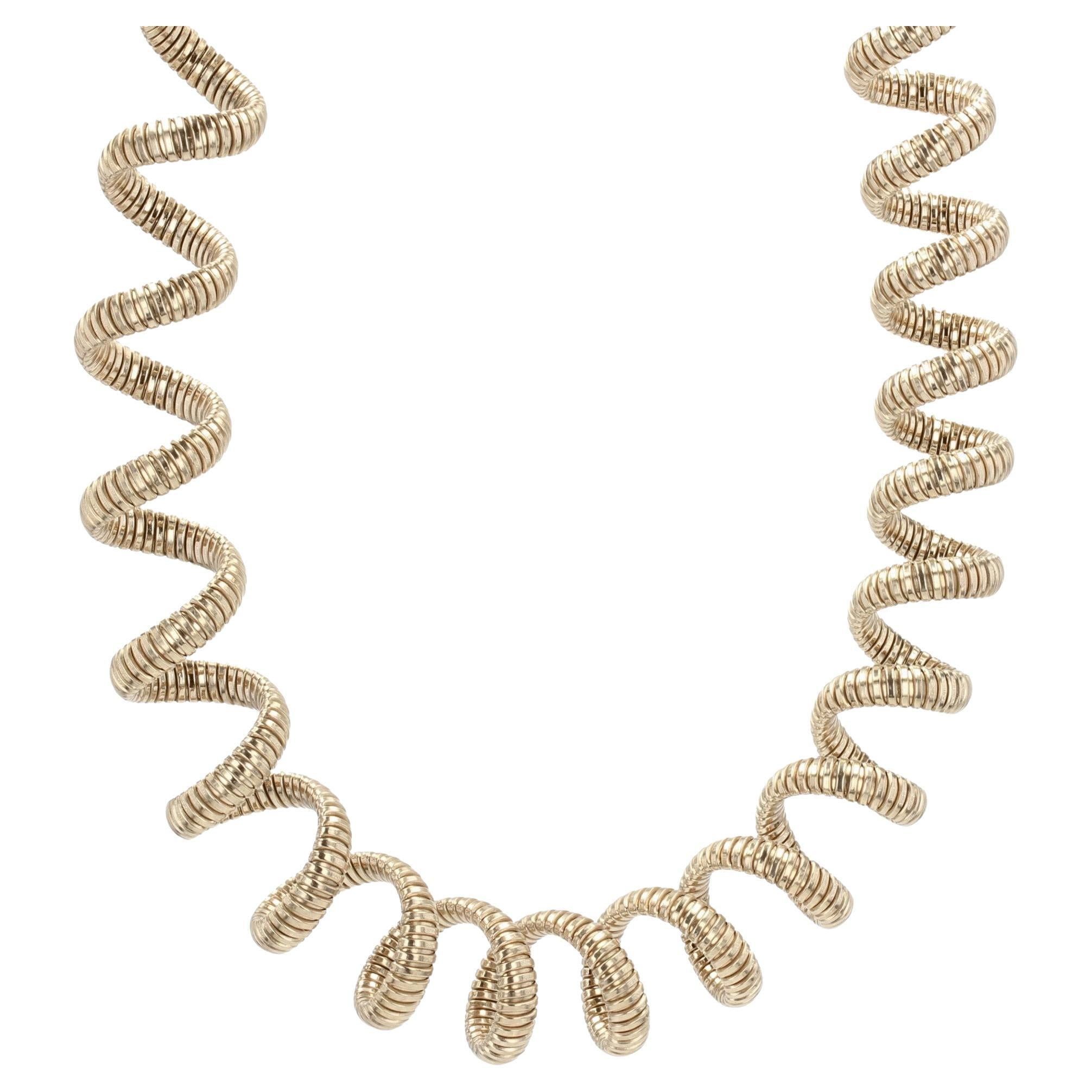 image of Vintage Modern Vermeil Spiral Tubogas Necklace in Gold, Women's