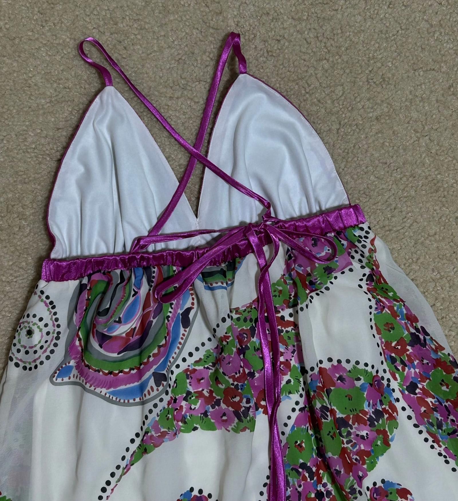 Designer Paisley Print Maxi Dress with Satin Trim, Boho Style, M Size M / US 6-8 / IT 42-44 - 6 Thumbnail