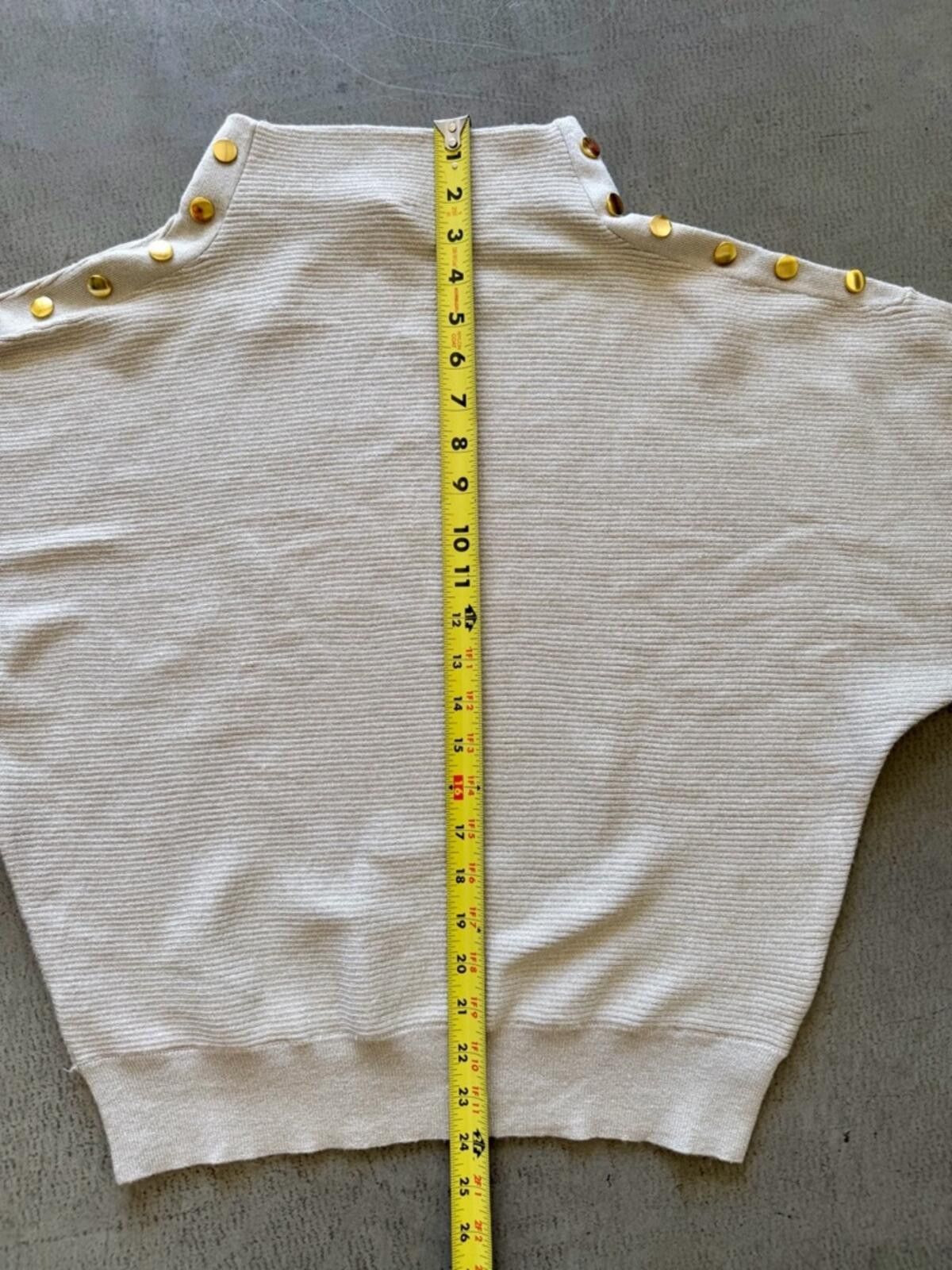 Other Tahari / Ribbed Mock Neck Sweater / Cream Gold Size S / US 4 / IT 40 - 4 Thumbnail