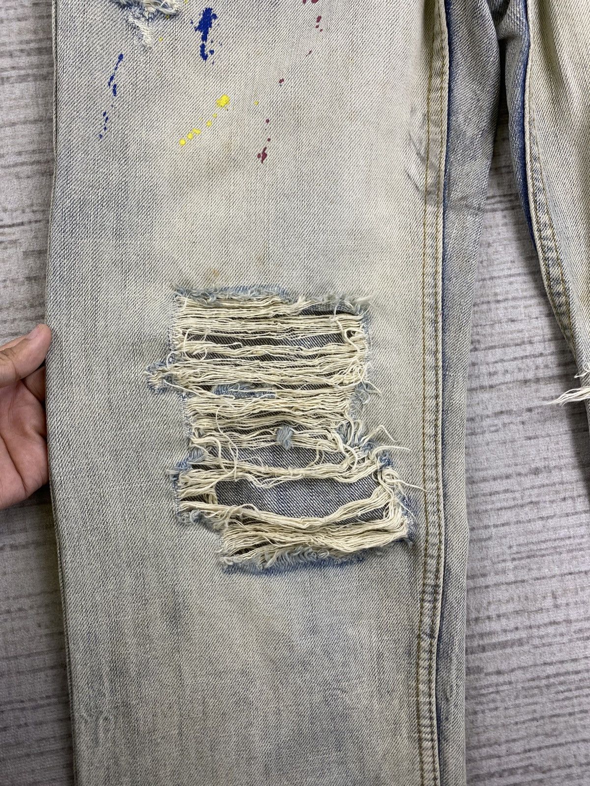 If Six Was Nine 🔥Vtg A Nameless Brand Splatter Paint Distressed Denim Jeans Size US 28 / EU 44 - 12 Thumbnail