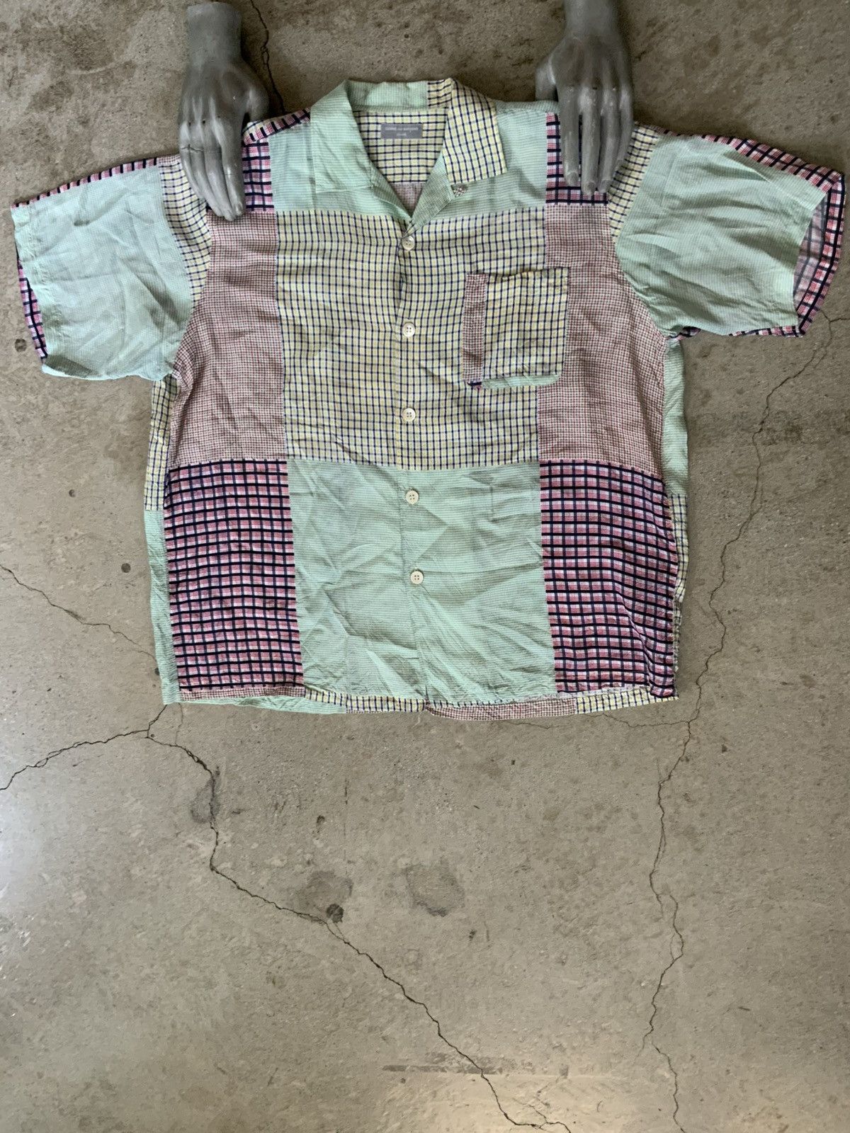 Comme des Garcons Homme COMME DES GARÇONS HOMME PATCHWORK RAYON CAMP COLLAR SHIRT Size US M / EU 48-50 / 2 - 1 Thumbnail