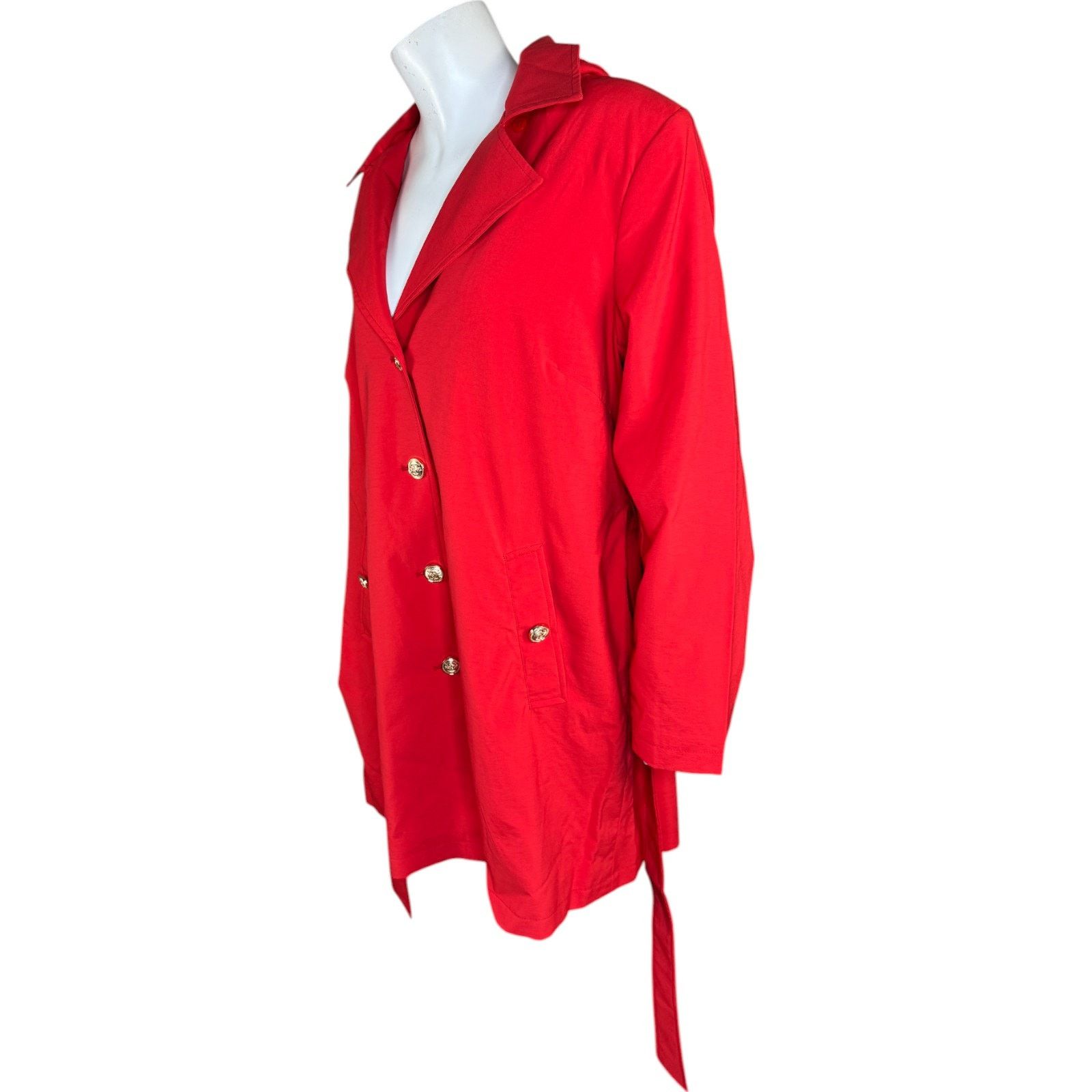 Other Dennis Basso Water Resistant Trench Coat Hood Tomato Red XLP Size XL / US 12-14 / IT 48-50 - 5 Thumbnail